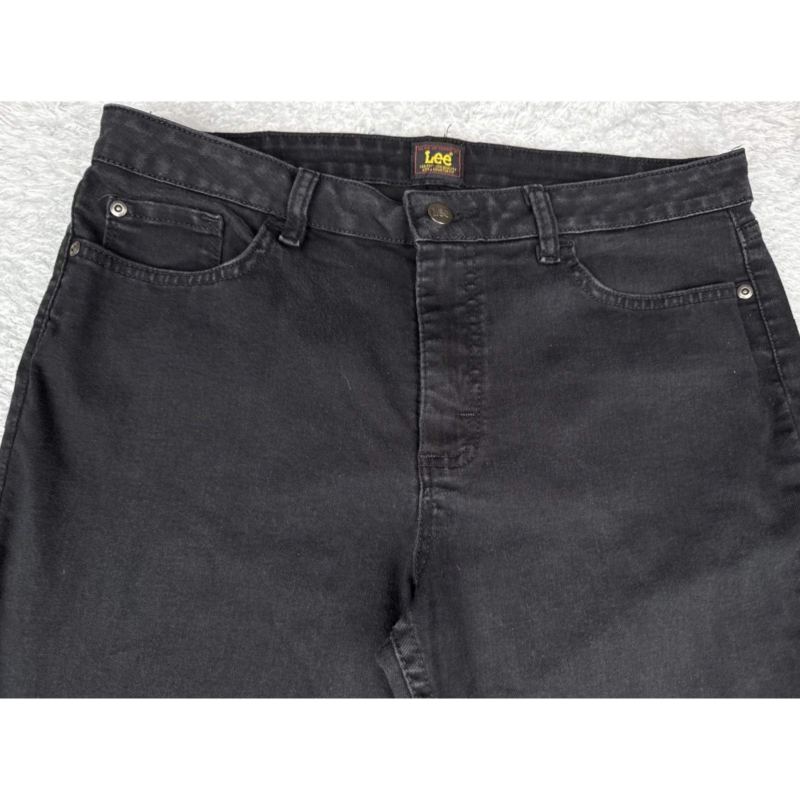 Lee LEE Jeans Womens 12 Bootcut Denim High Rise Black Dark Wash Stretch Casual 32x32 Size 34" / US 12 / IT 48 - 4 Thumbnail