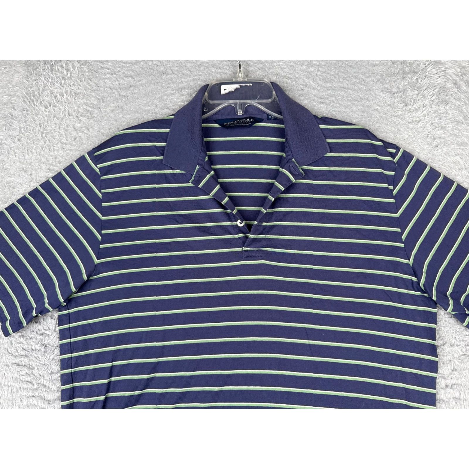 Ralph Lauren VINTAGE Ralph Lauren Polo Golf Shirt Men Large Blue Green Stripe 100% Cotton Polo Shirt Mens Large Blue Striped 100% Cotton Size US L / EU 52-54 / 3 - 4 Thumbnail