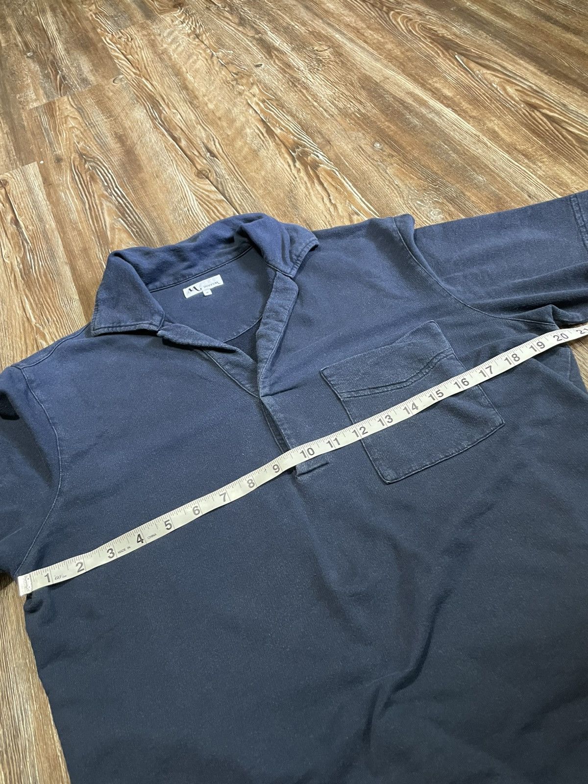 Doppiaa Aadeo Open Collar Polo Shirt Navy Blue Garment Dyed Washed Size US M / EU 48-50 / 2 - 7 Thumbnail