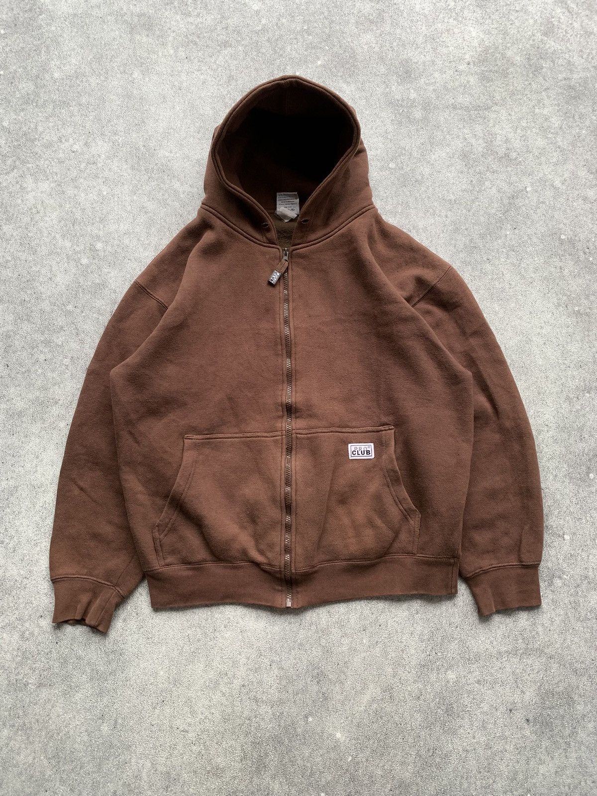 Vintage PRO CLUB ZIP HOODIE HEAVY WEIGHT CHOCOLATE BROWN🍫 Size US M / EU 48-50 / 2 - 1 Thumbnail