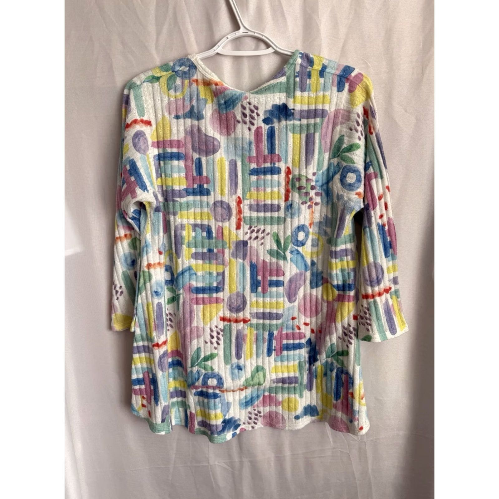Vintage Pastel Geometric Shirt Medium Womens Artsy Wearable Art Tunic Size M / US 6-8 / IT 42-44 - 3 Thumbnail
