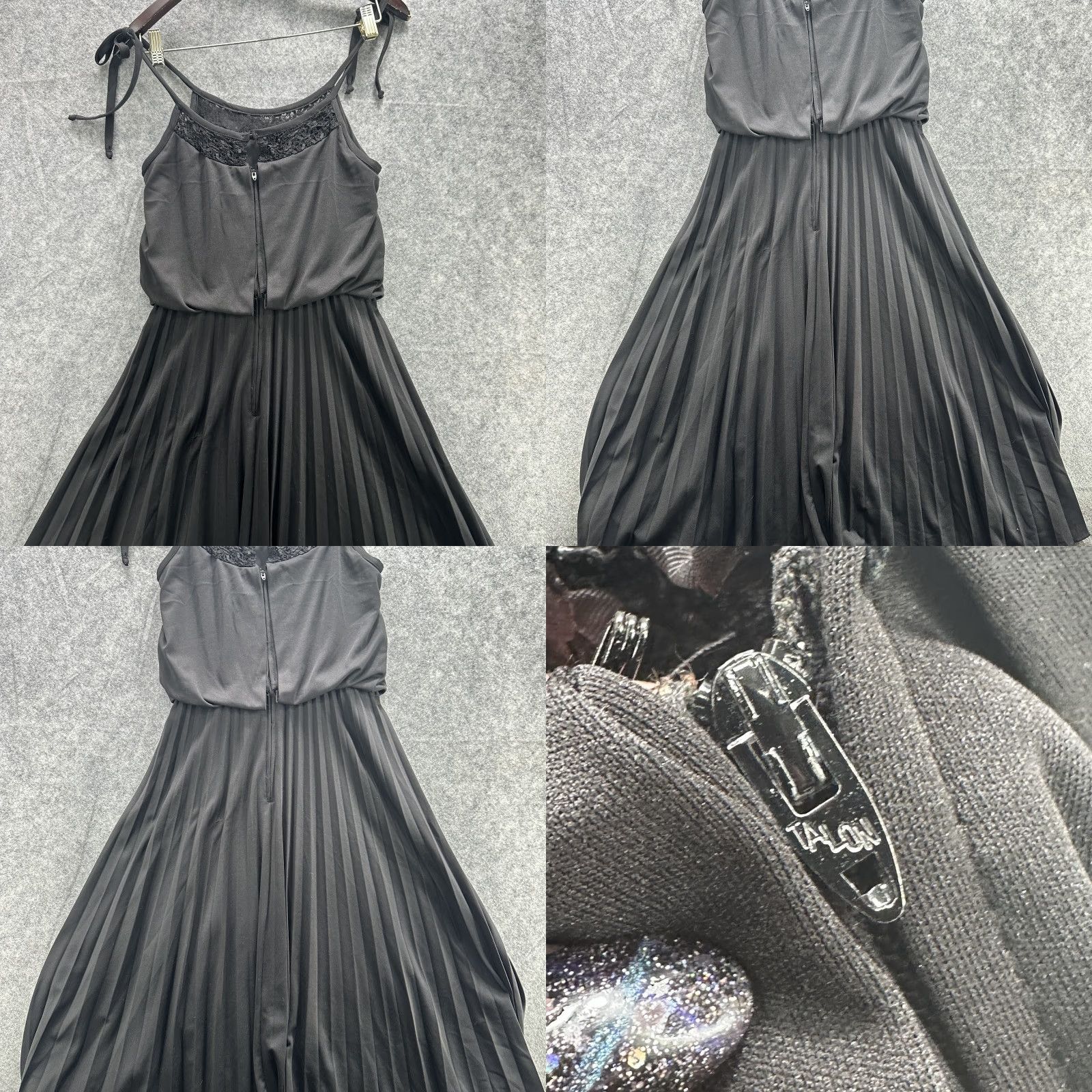 Vintage VINTAGE Black Pleated Maxi Dress Womens Large Spaghetti Strap Lace Blouson Evening Formal Size M / US 6-8 / IT 42-44 - 8 Thumbnail