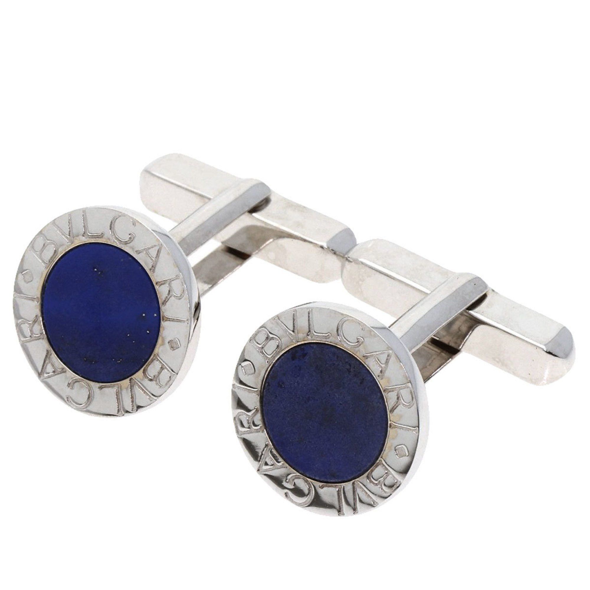 BVLGARI Lapis Lazuli Cufflinks 18K White Gold Men's