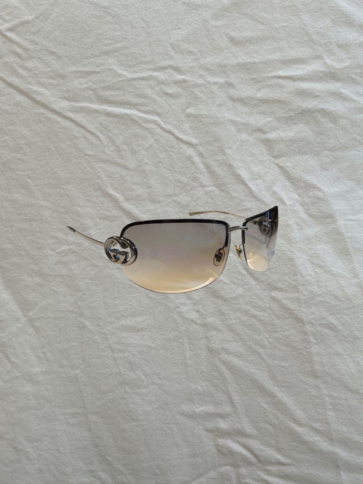 Gucci GUCCI Vintage 2000s Silver 2G Logo Oversize Sunglasses Size ONE SIZE - 1 Thumbnail