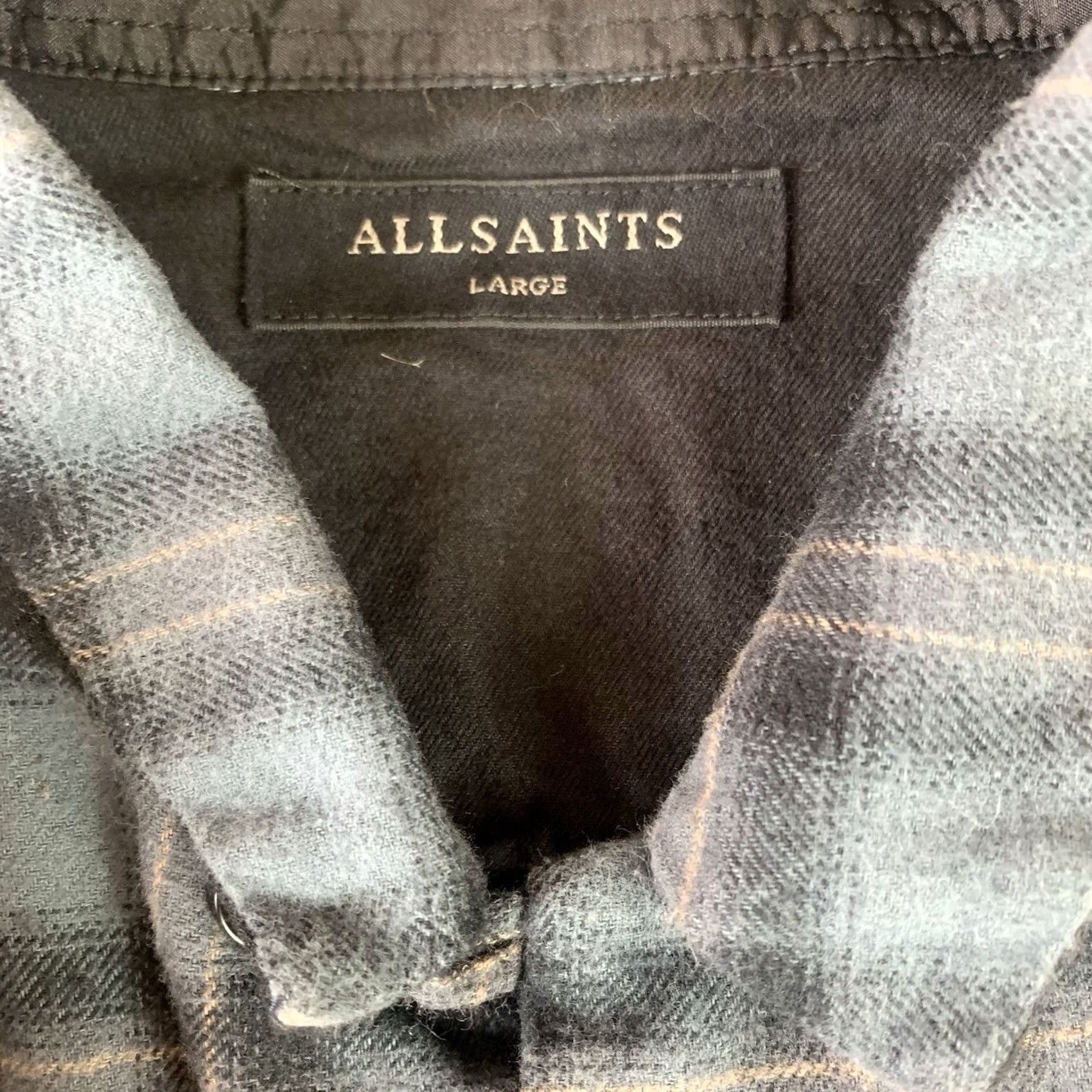 Allsaints AllSaints Shirt Mens Large Blue Plaid Button Up Long Sleeve Collared Size US L / EU 52-54 / 3 - 7 Thumbnail