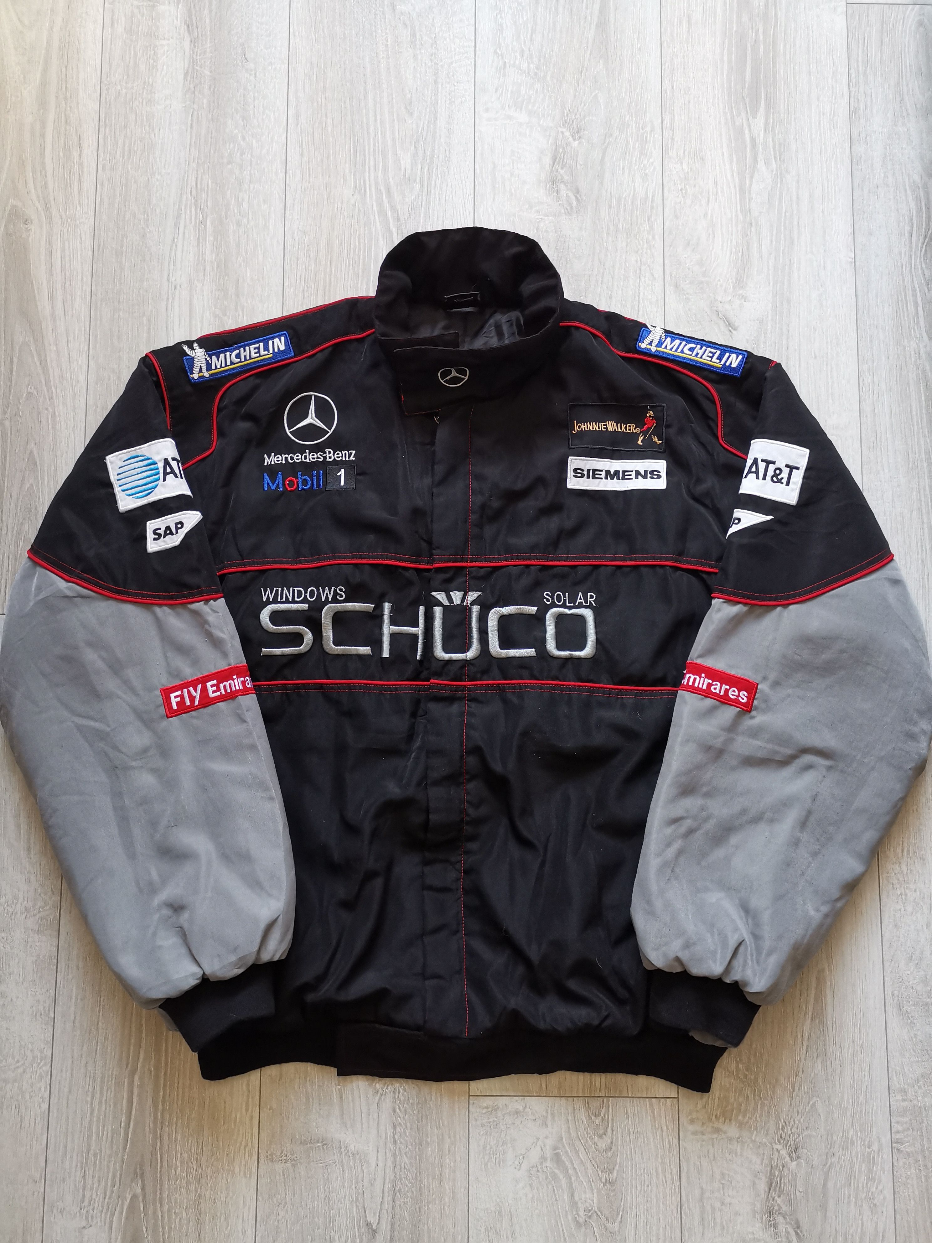 image of Formula Uno x Mercedes Benz Vintage Mercedes Benz Racing Bomber Jacket in Black, Men's (Size XL)