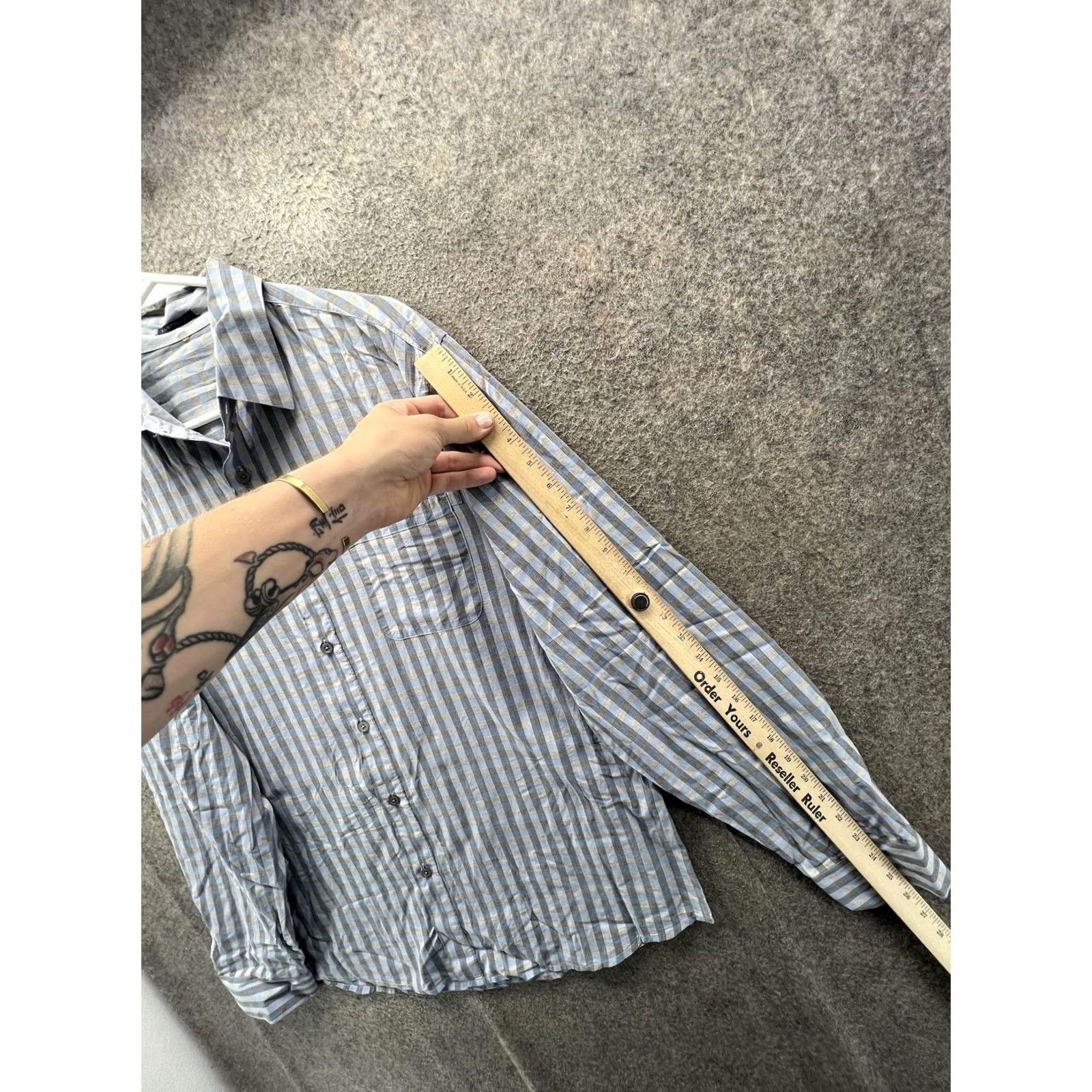 Elie Tahari Elie Tahari Shirt Womens XL / XXL Blue Check Button Front Long Sleeve Cotton Top Size XL / US 12-14 / IT 48-50 - 2 Thumbnail