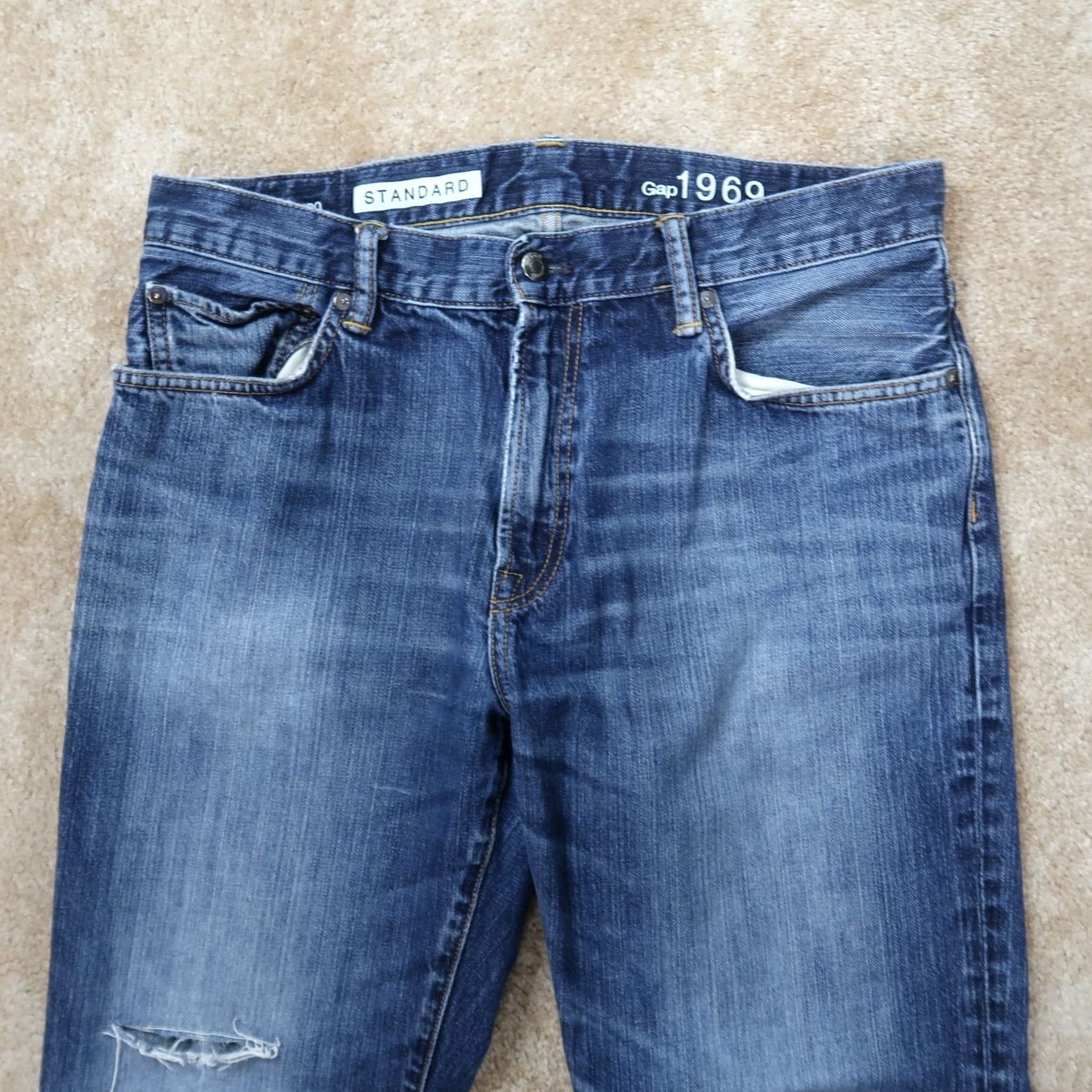 Gap Gap 1969 Jeans Men’s 34x30 Blue Denim Straight Leg Dark Wash Regular Rise 5-Pocket Shirt? Size US 34 / EU 50 - 4 Thumbnail