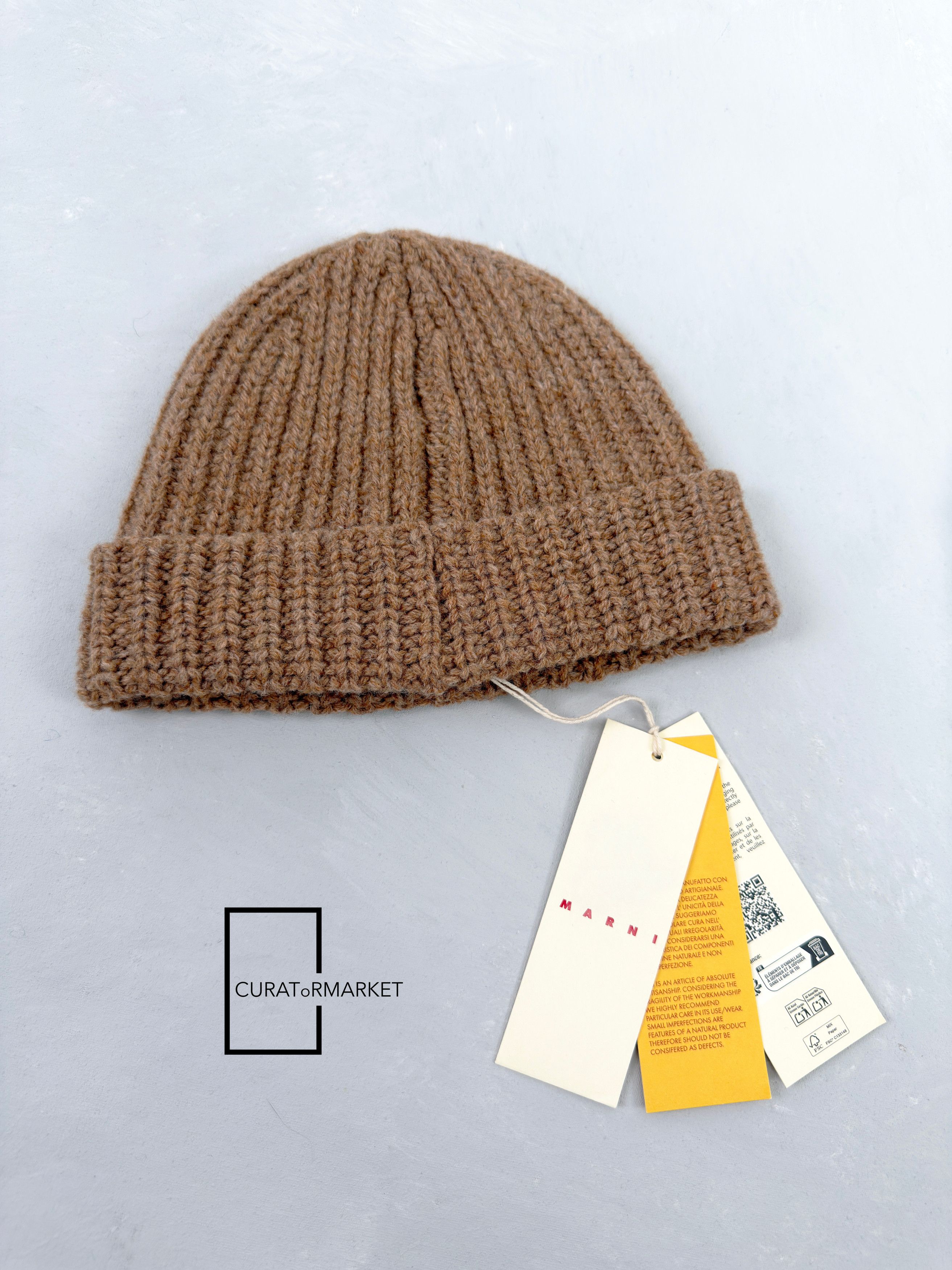 Marni L Distressed Embroidered Fisherman Shetland Wool Beanie FW25 Size ONE SIZE - 3 Thumbnail