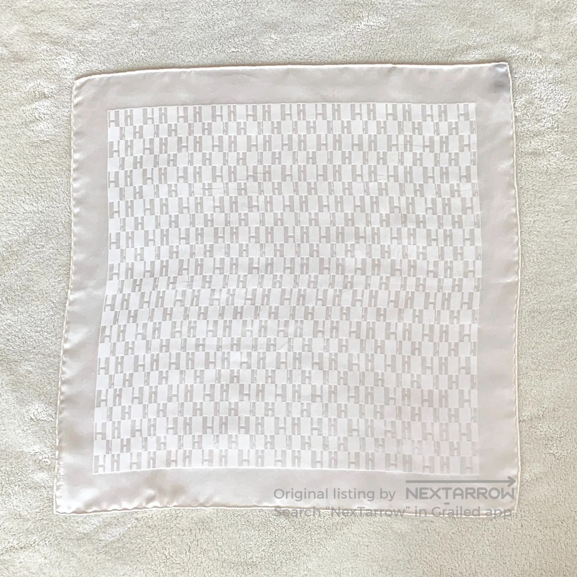 Hermes Hermes White H Letter Full Print Silk Scarf| Size ONE SIZE - 1 Thumbnail