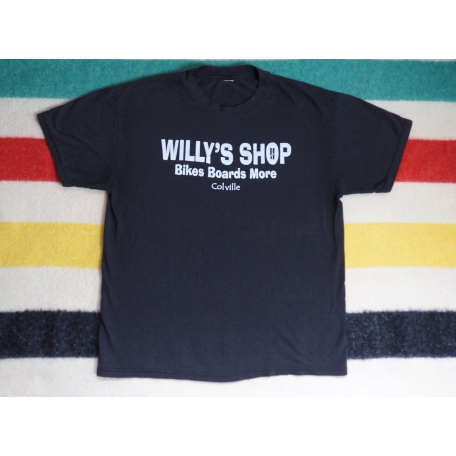 Vintage VINTAGE 90s Y2K 2000s Willys Bike Shop Cycling Colville Faded Black Tee T-Shirt M Mens Short Sleeve Crew Neck Cotton Logo Graphic Print Size US M / EU 48-50 / 2 - 3 Thumbnail