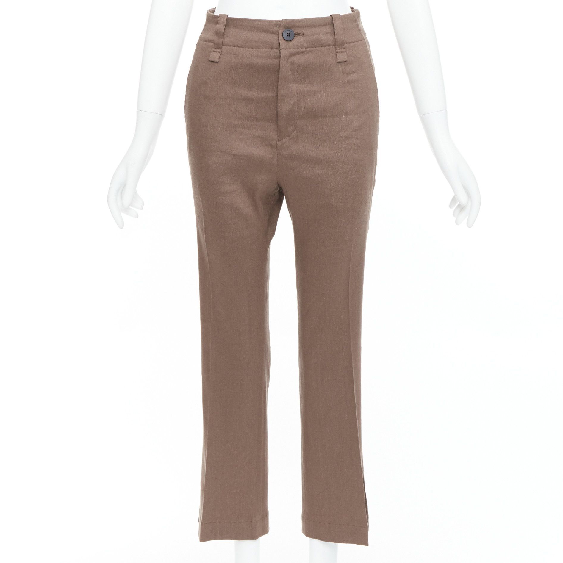 Issey Miyake ISSEY MIYAKE brown linen blend high waist pants JP1 S Size 27" / US 4 / IT 40 - 1 Thumbnail