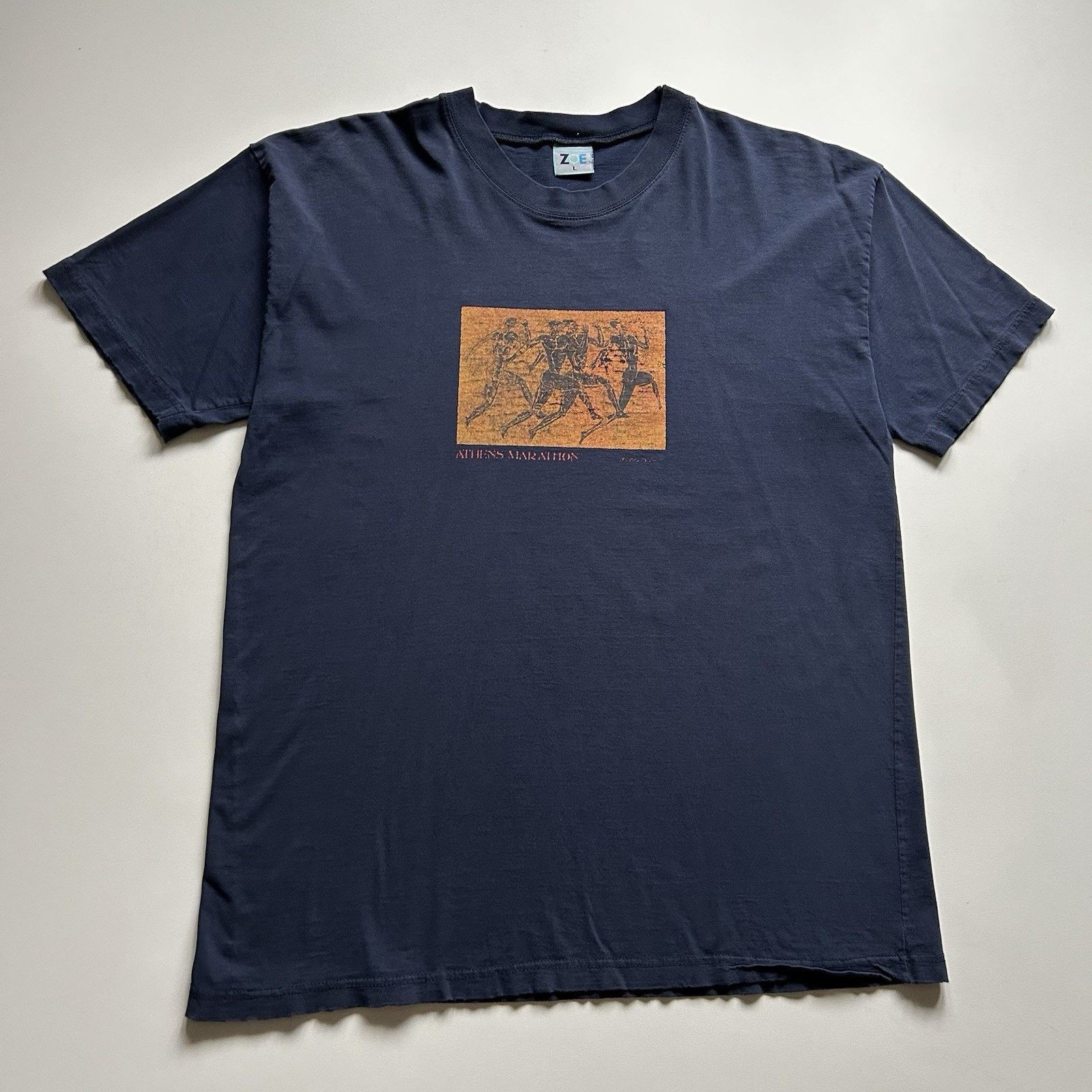 Vintage Athens Marathon Greece Shirt Large Y2K 90s Greek Art