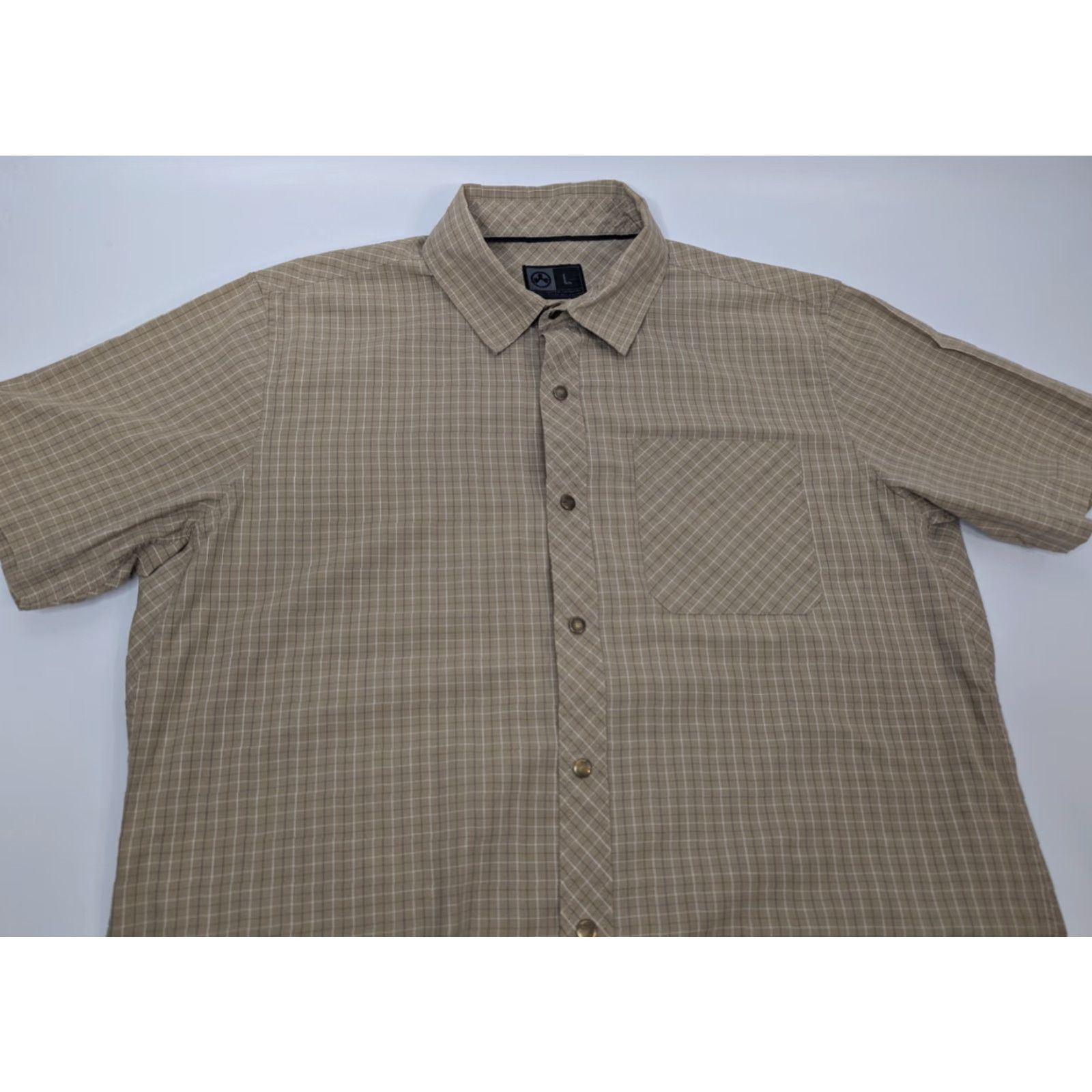 Vintage Magpul Shirt Mens Large Beige Plaid Button-Up Short Sleeve Snap Casual Outdoor Military Classic. Size US L / EU 52-54 / 3 - 5 Thumbnail