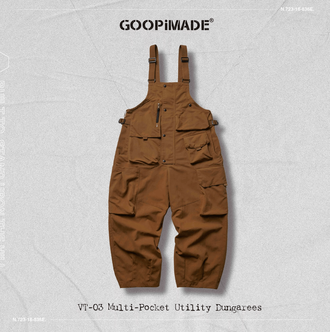image of Goopimade Vt-03 Multi-Pocket Utility Dungarees in Pumpkin Orange, Men's (Size 30)