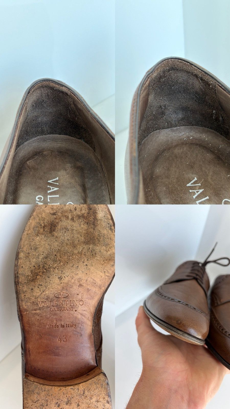 Valentino Valentino Garavani Leather Derby Wingtip Formal Casual Shoes Size US 10 / EU 43 - 13 Thumbnail