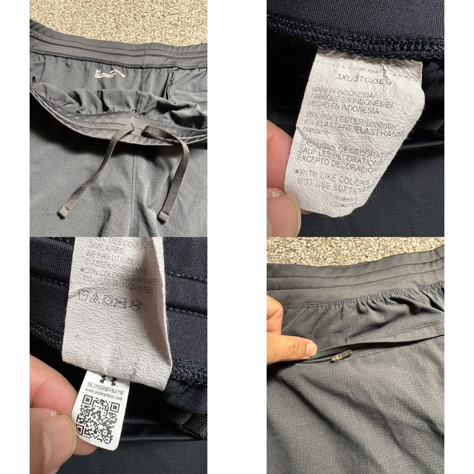 Under Armour Under Armour Shorts Mens 3XL Black Athletic Zip Pocket Logo Grid Ripstop Size US 39 - 8 Thumbnail