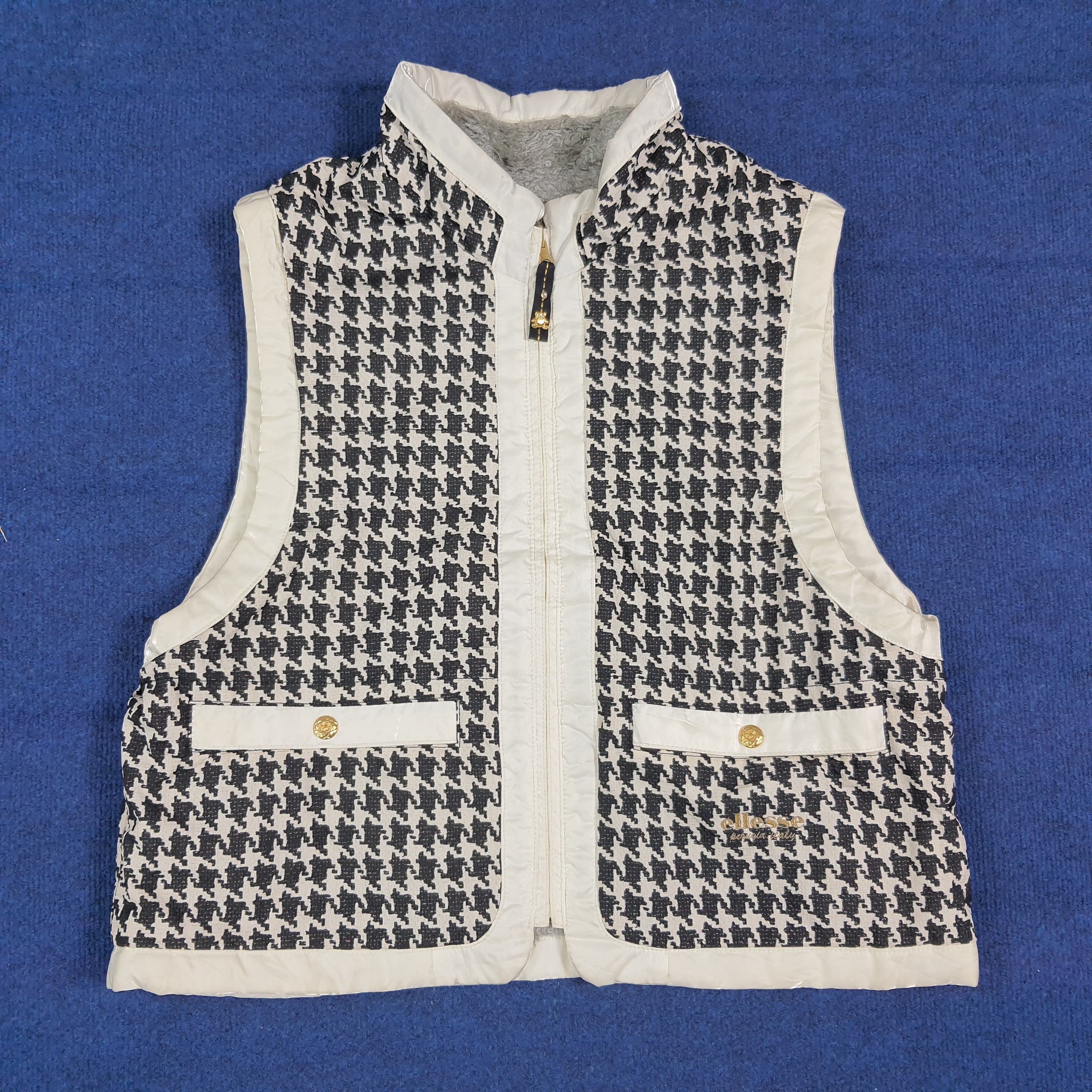 Ellesse Vintage Ellesse Reversible Fleece Vest Houndstooth C283N15 Size US L / EU 52-54 / 3 - 6 Thumbnail