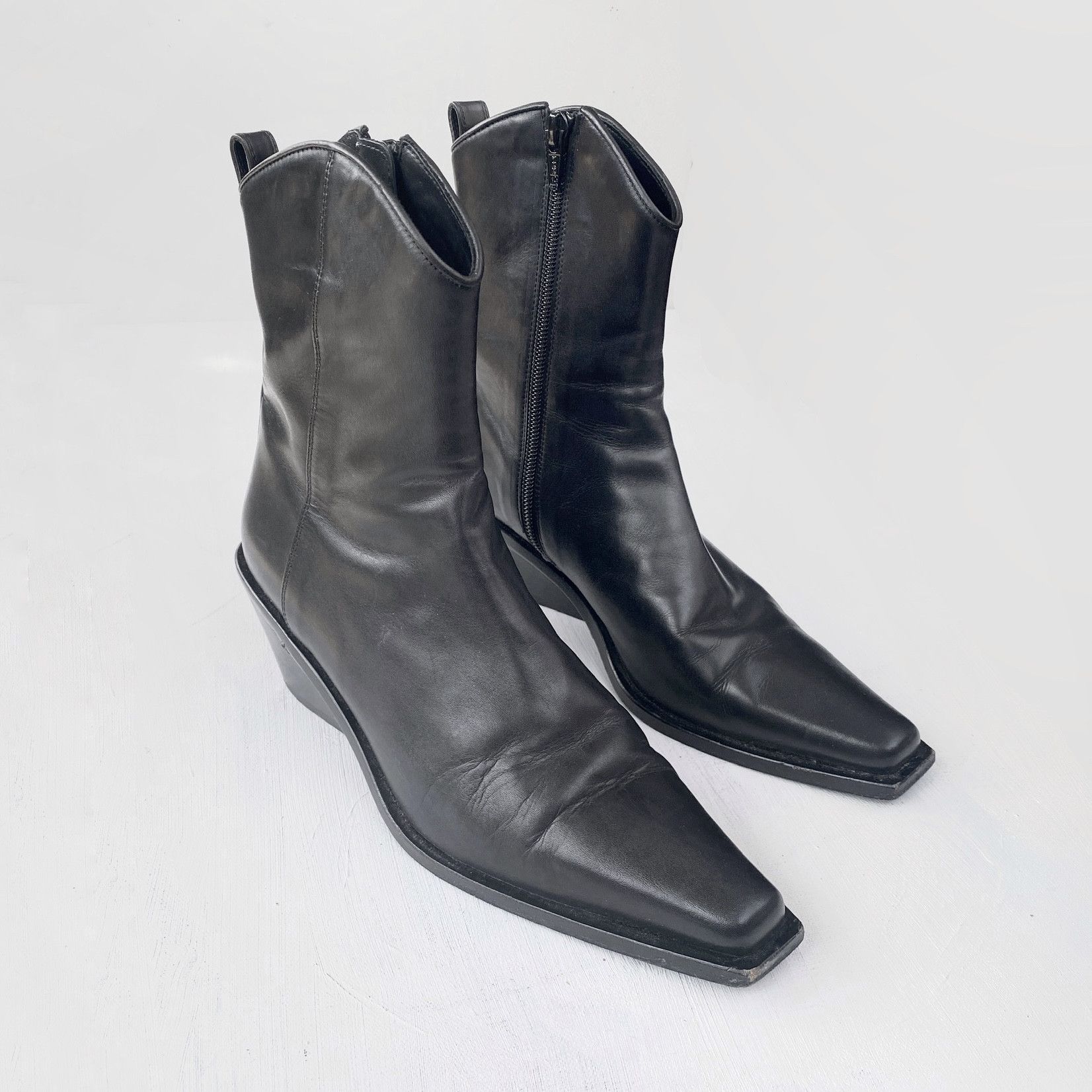 Black Ann Demeulemeester Heeled Western Ankle Boots
