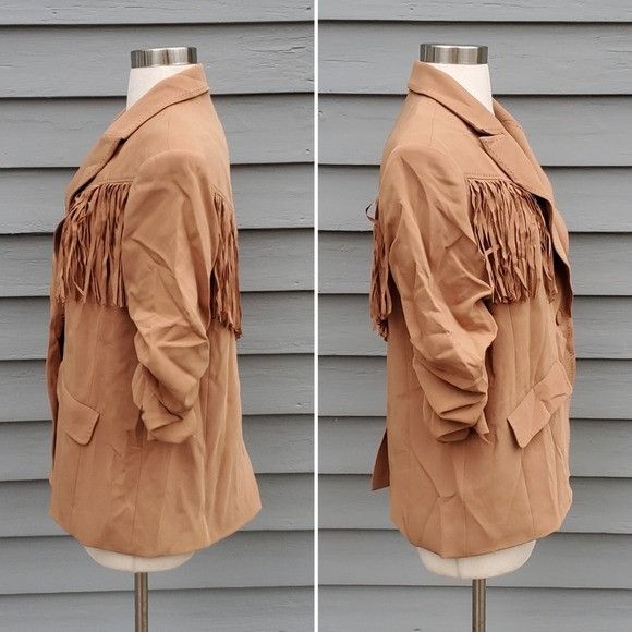 Cinq a Sept × Designer Cinq a Sept 5 à 7 Dani Cinnamon Tan Fringe Western Blazer 4 Size S / US 4 / IT 40 - 3 Thumbnail