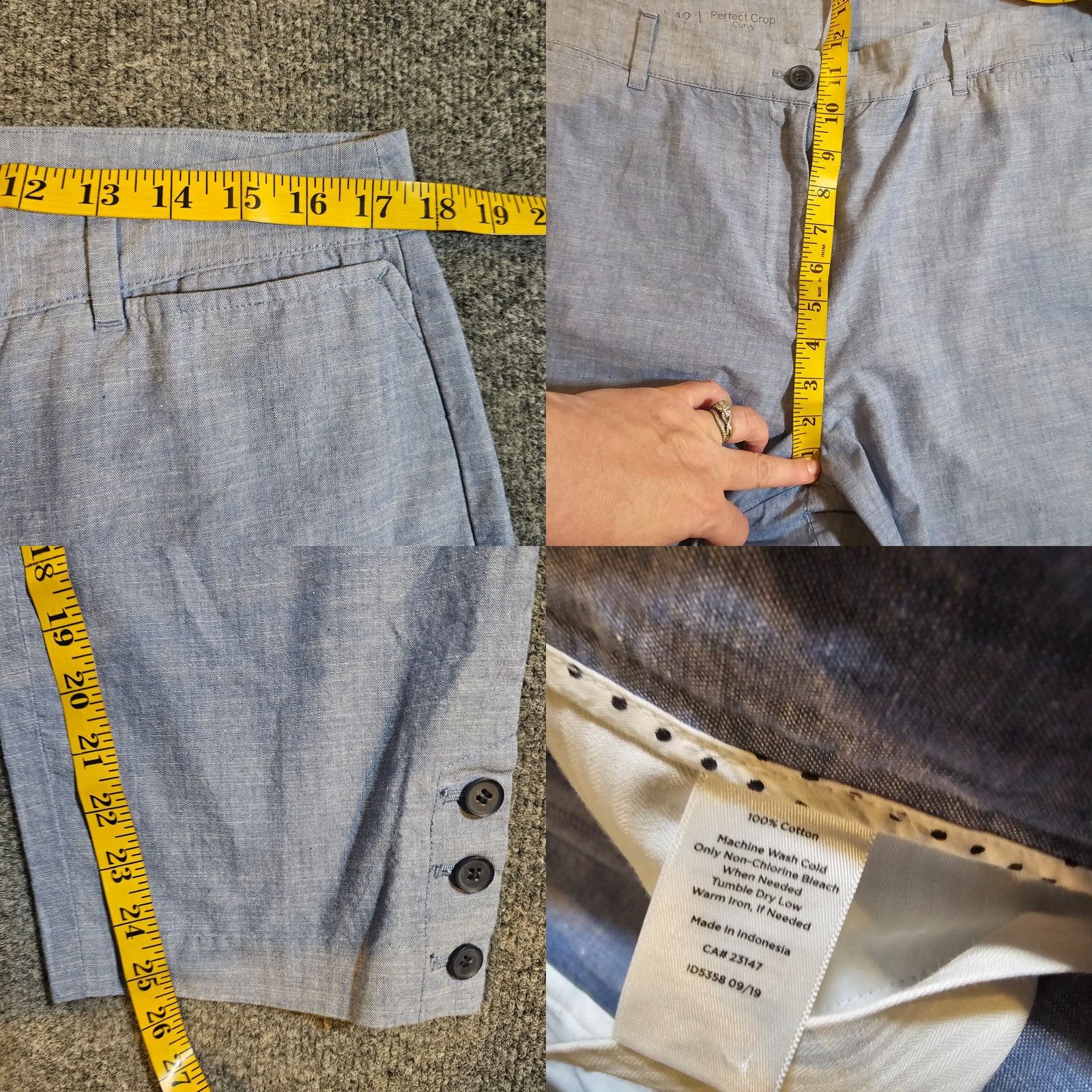 Talbots Talbots Pants Womens 12 Blue Chino Mid Rise Buttons Tapered Cropped Casual Basic Size 34" / US 12 / IT 48 - 8 Thumbnail