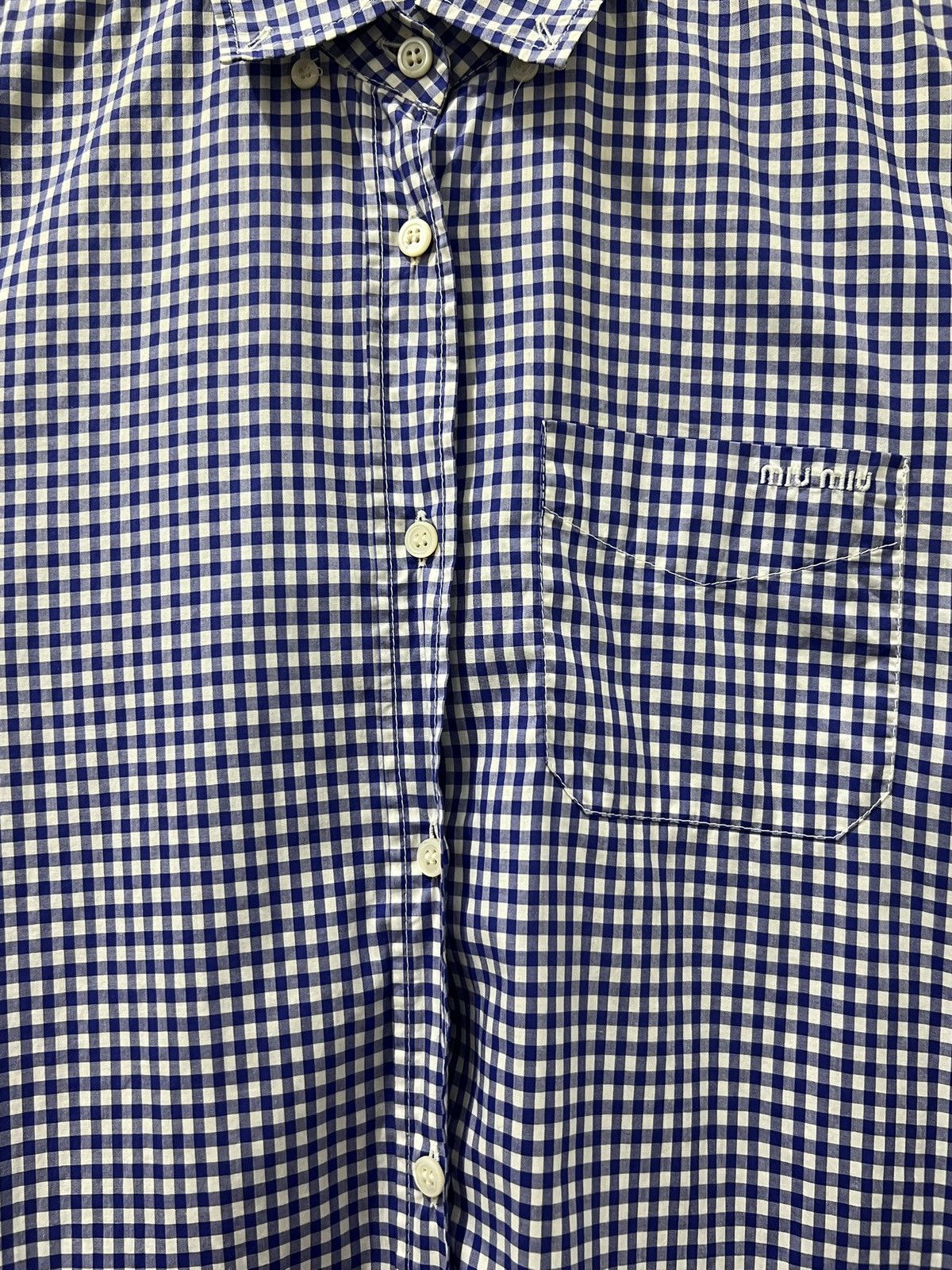 Miu Miu Miu Miu - Gingham Embroidered Logo Check Shirt Size S / US 4 / IT 40 - 3 Thumbnail