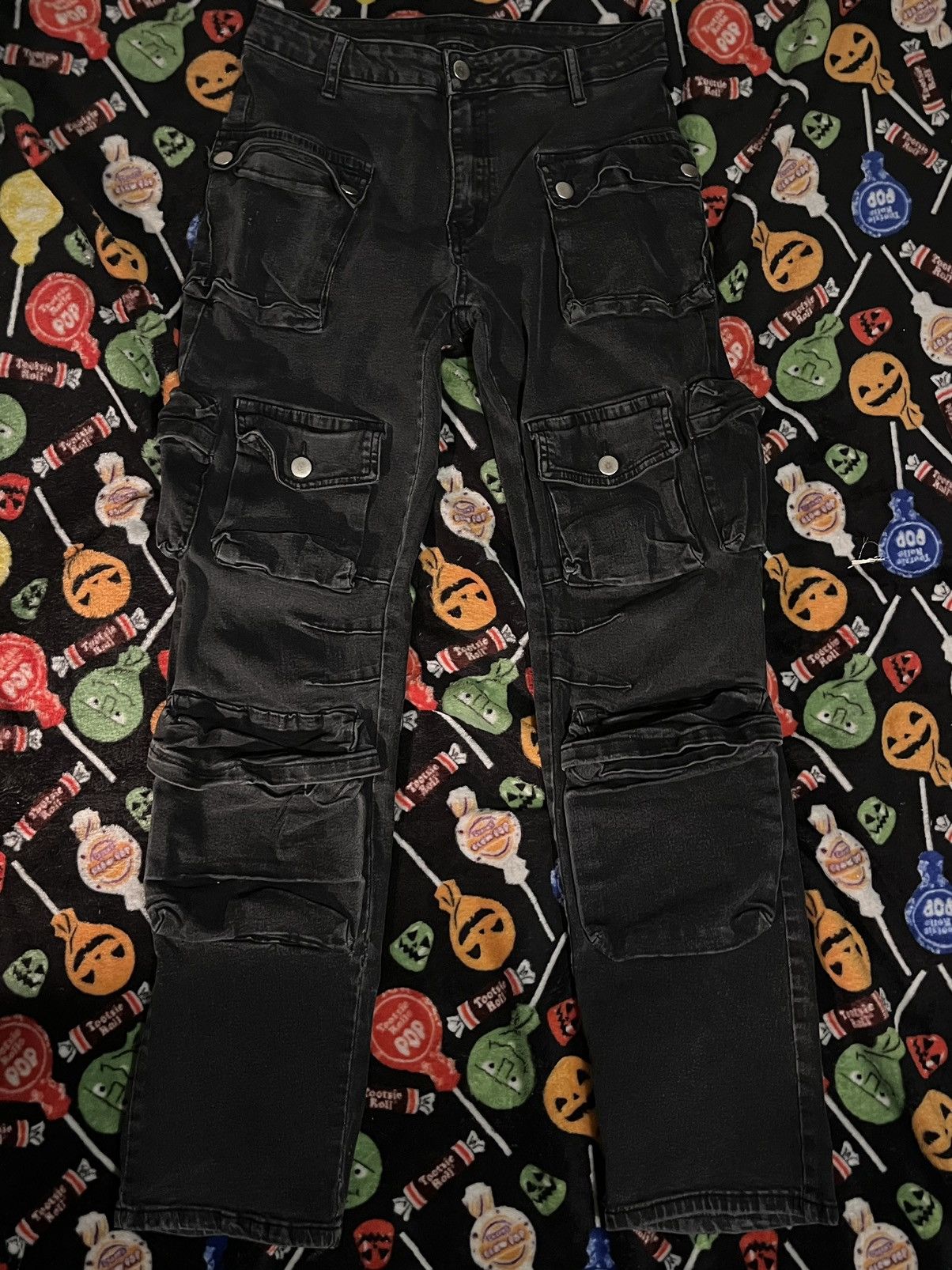Vintage Black cargo jeans multi pocket vintage Size US 30 / EU 46 - 1 Thumbnail