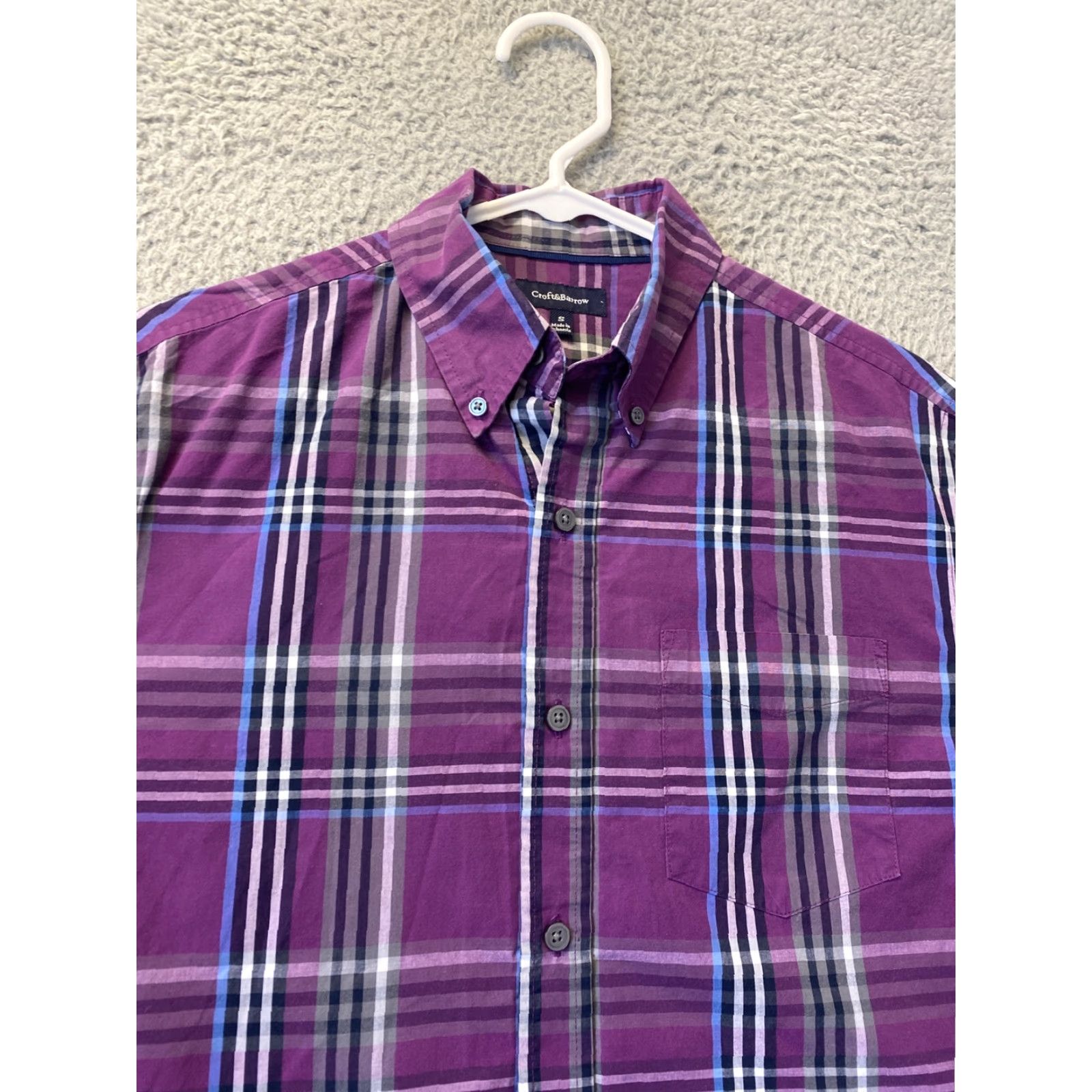 Croft & Barrow Croft & Barrow Croft Barow Shirt Mens S Purple Blue Plaid Button-Up Adult 39-68 Regular Button Size US S / EU 44-46 / 1 - 3 Thumbnail