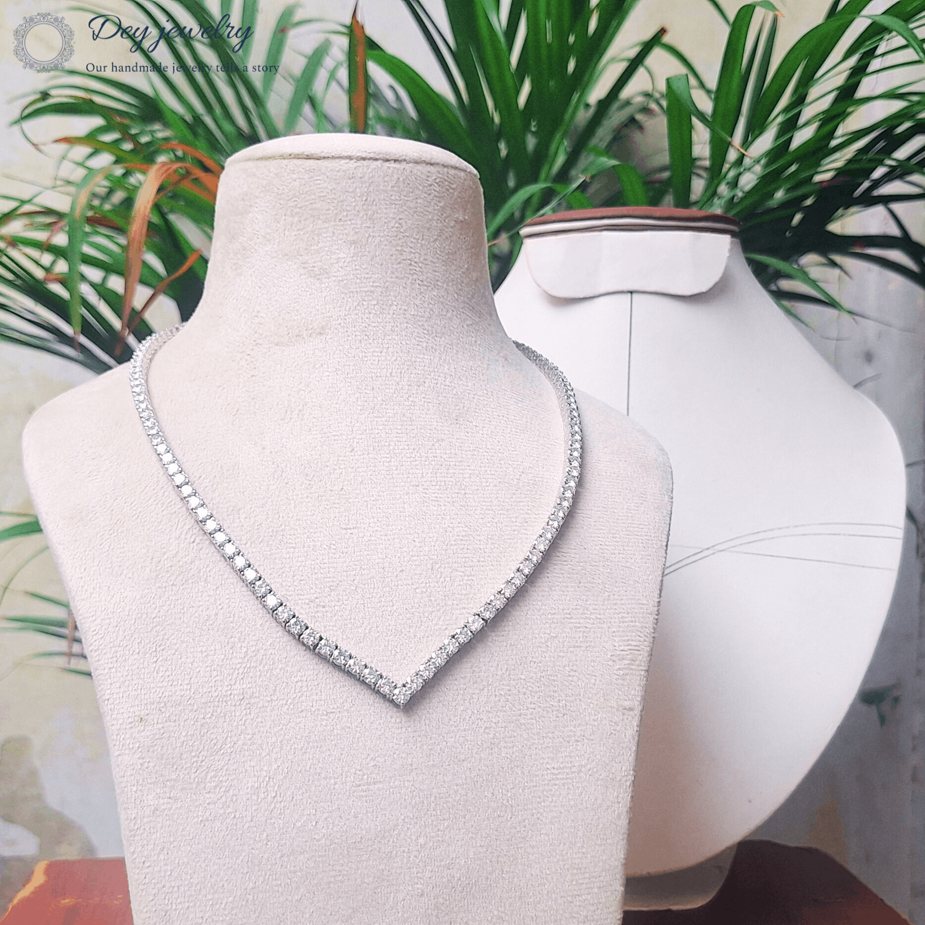 Other Moissanite V Shape Tennis Weeding Necklace Size ONE SIZE - 10 Thumbnail