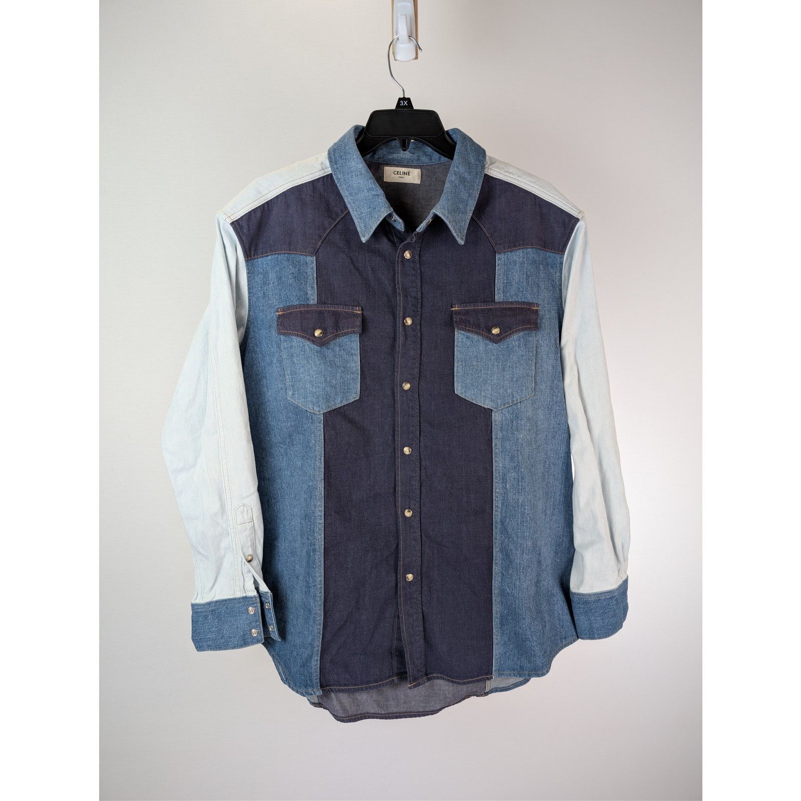 Celine o1rshd1 Denim Western Shirt in Blue Size US XL / EU 56 / 4 - 2 Thumbnail