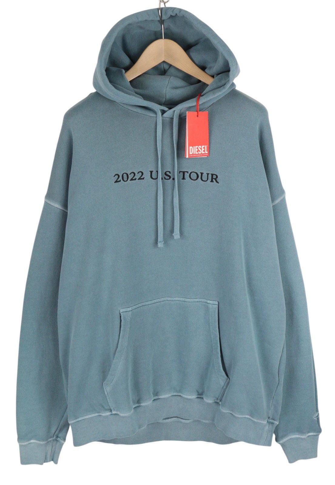 Diesel S-UMMER-C1 2XL Washed Blue Logo Hoodie 41040 Size US XXL / EU 58 / 5 - 1 Thumbnail