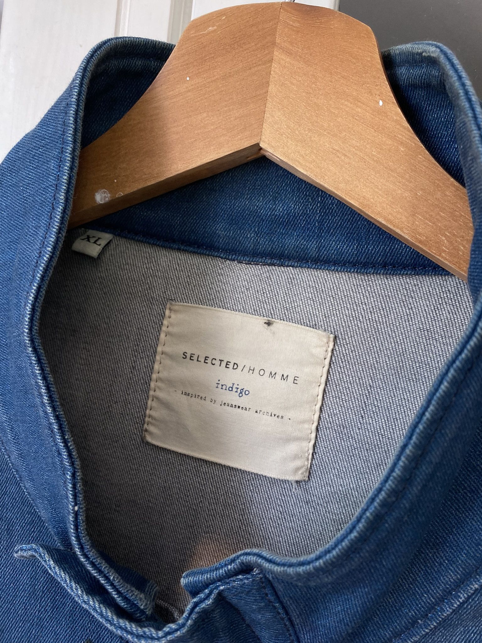 Selected Homme Vintage Washed Indigo Workwear Chore Coat Jacket Denim Size US XL / EU 56 / 4 - 4 Thumbnail