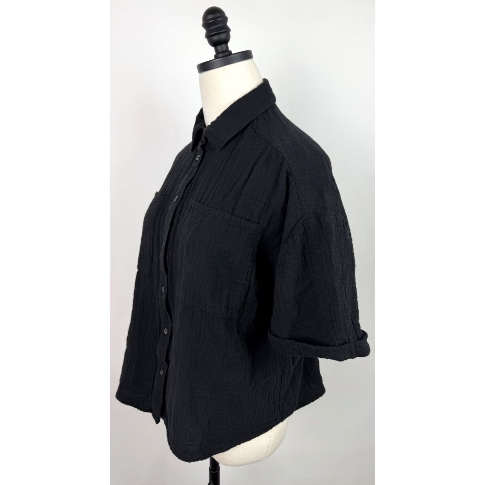 Vintage Sundance Shirt Womens Small Cotton Gauze Black Button Up Top Collared Relaxed Size S / US 4 / IT 40 - 7 Thumbnail