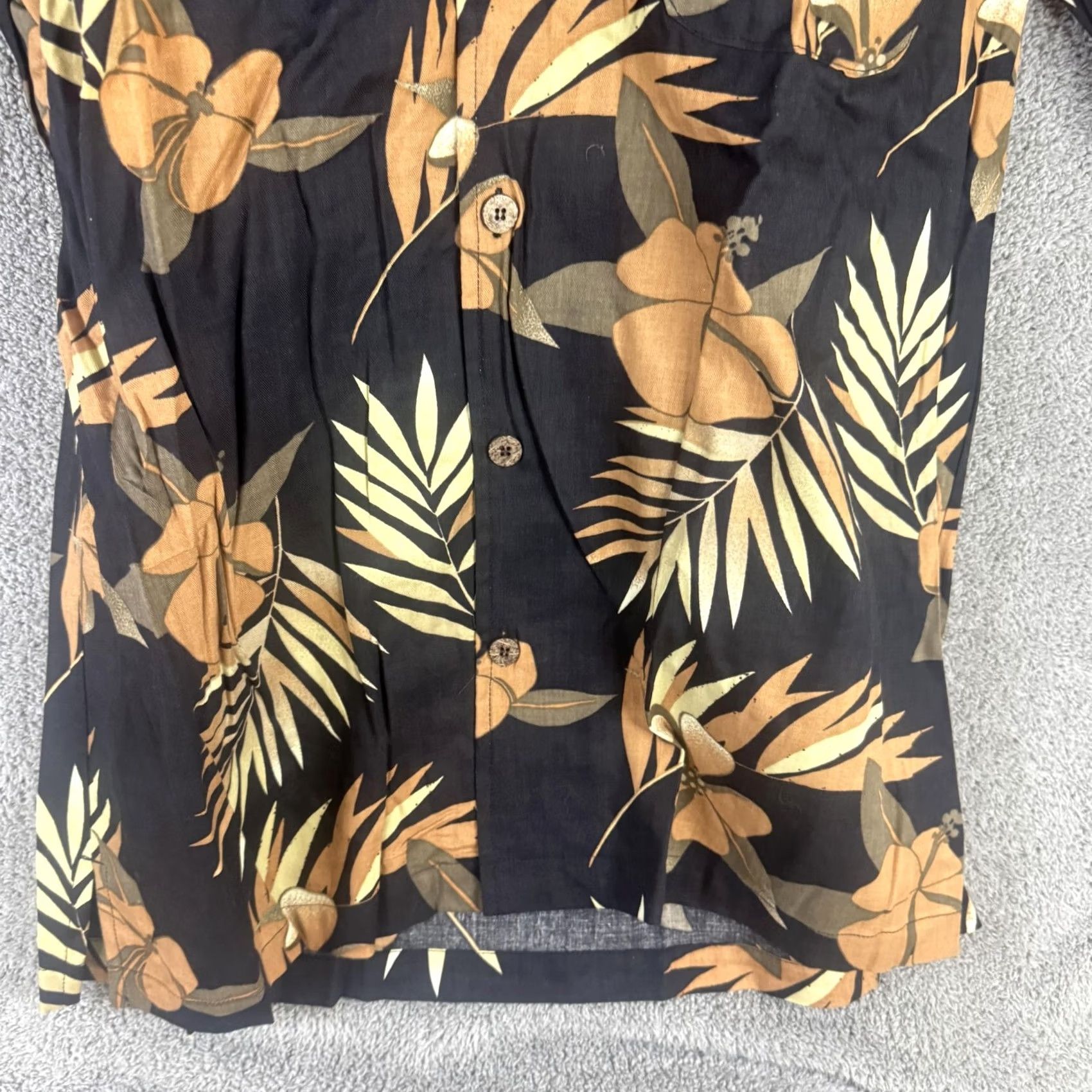 Vintage Caribbean Joe Shirt Mens XL Black Hawaiian Short Sleeve Button Front Tropical Floral Beach vacation casual Size US XL / EU 56 / 4 - 5 Thumbnail