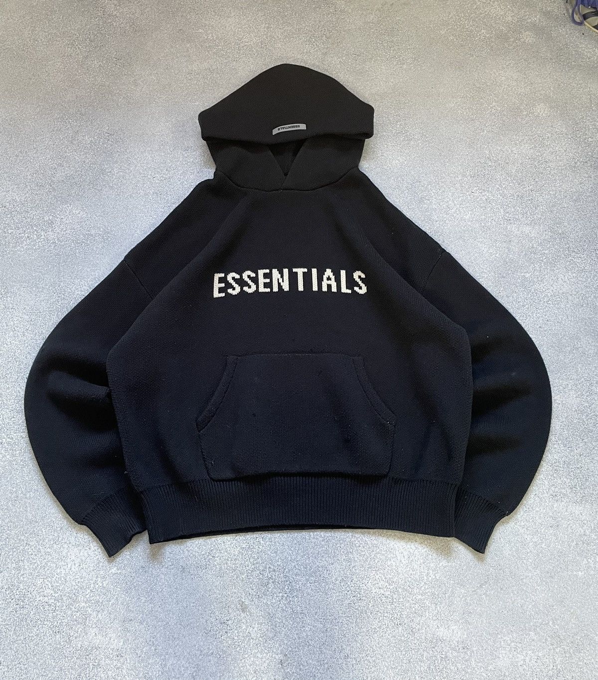 Fear Of God Essentials Knit Hoodie Sweater FOG Black L