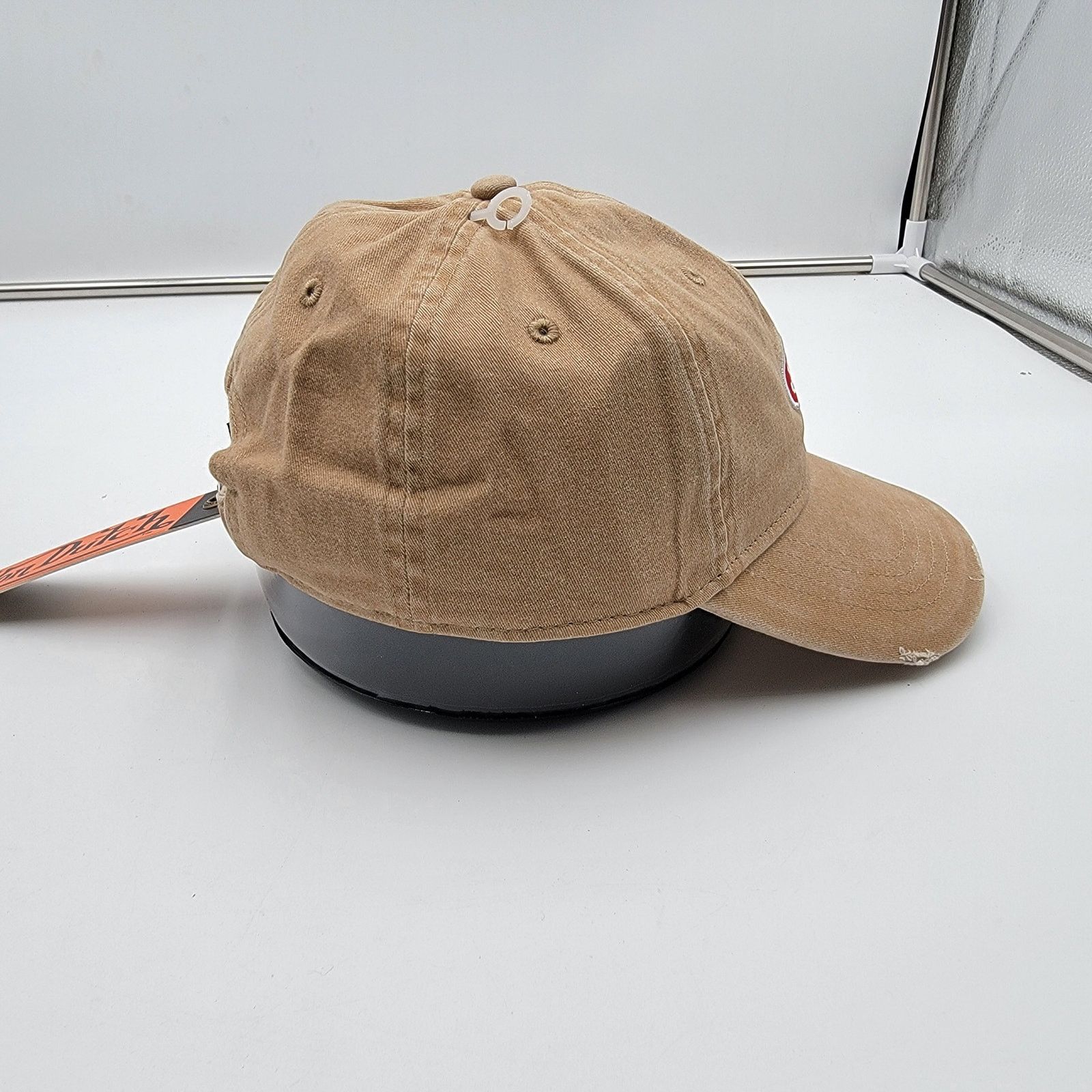 Von Dutch Von Dutch Distressed Denim Adjustable Dad Cap in Beige Size ONE SIZE - 4 Thumbnail
