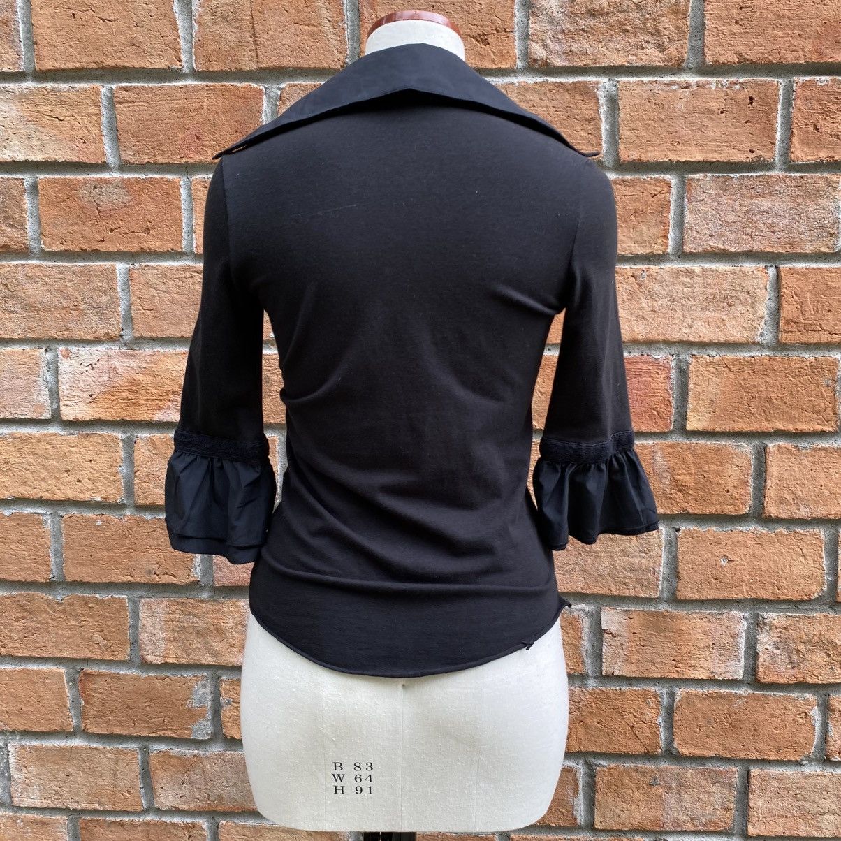 Designer × Japanese Brand Cook jeans Y2K Punk Black Ruffle Fitted Blouse Size M / US 6-8 / IT 42-44 - 4 Thumbnail
