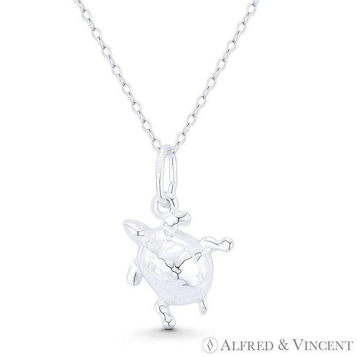 Other Sea Turtle Ocean Sealife 3D Pendant in .925 Sterling Silver Size ONE SIZE - 1 Preview