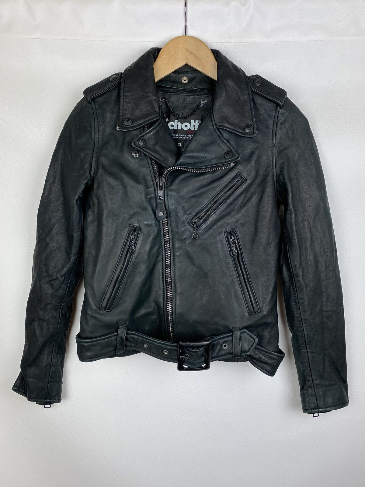 Image of Schott Perfecto Ladies Leather Biker Jacket in Black, Women's (Size XS)