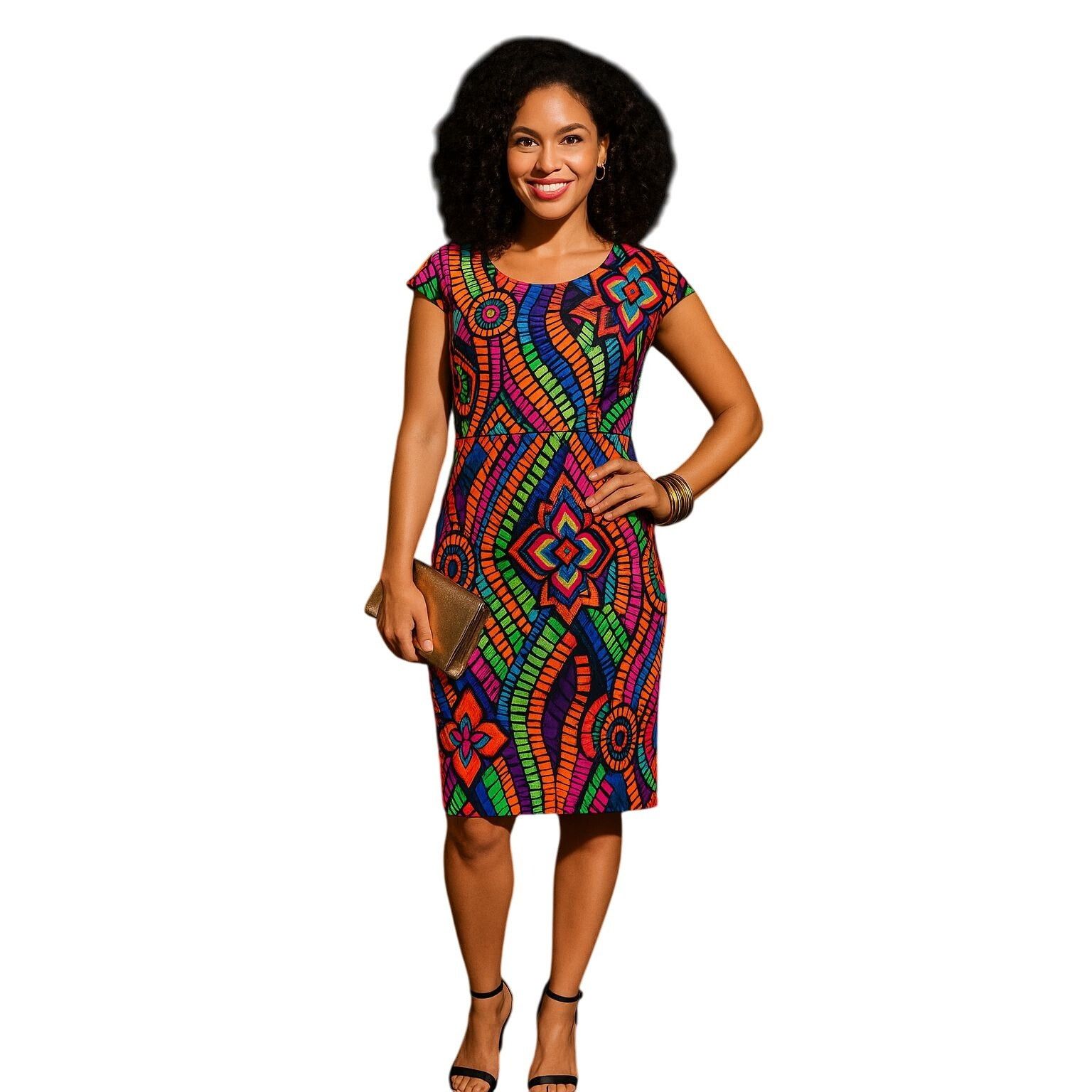 Other AGB Dress Multicolor Geometric Tribal Print Sheath Dress Siz Size M / US 6-8 / IT 42-44 - 16 Thumbnail