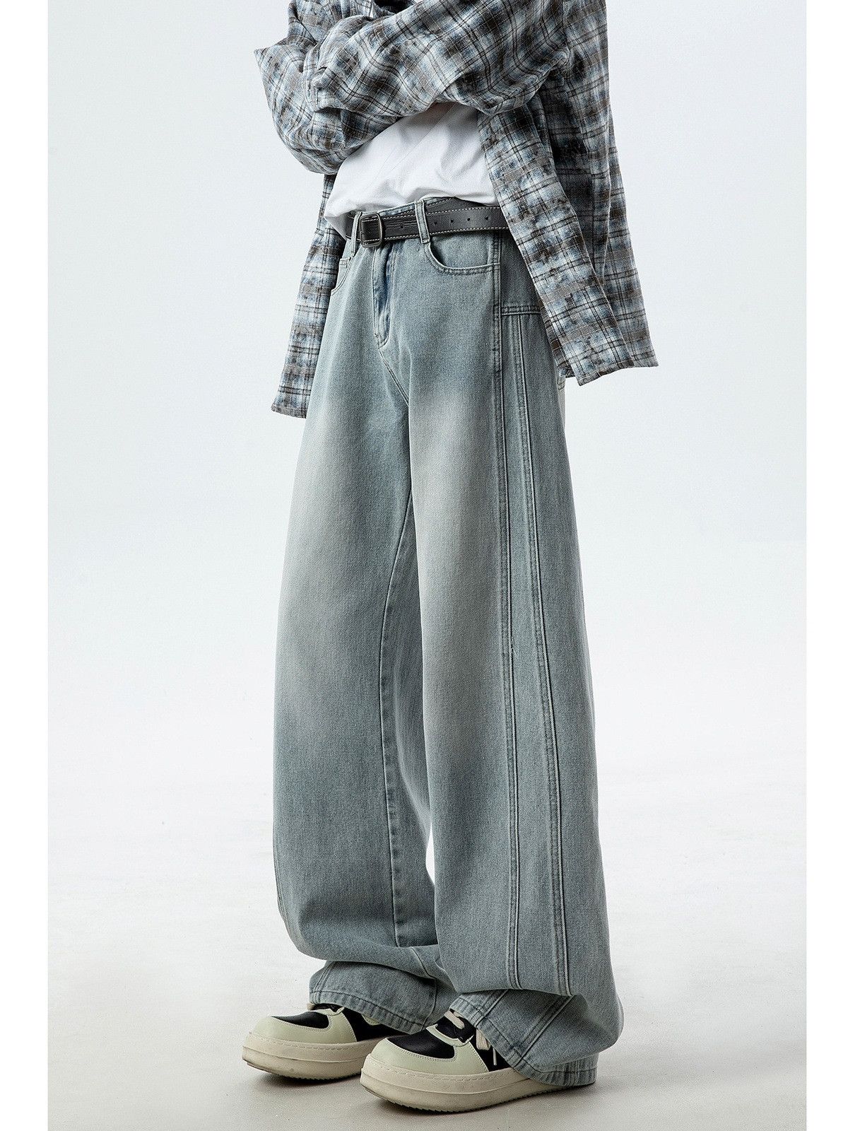 Japanese Brand American washed men's cleanfit straight loose wide-leg jeans Size US 32 / EU 48 - 1 Thumbnail