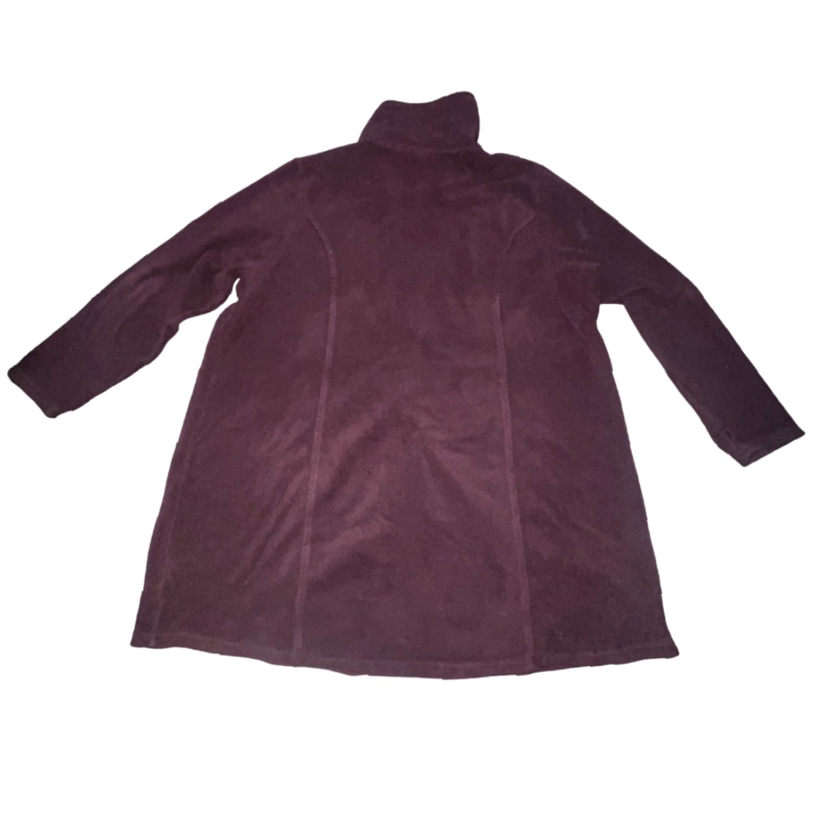 Denim & Co. Denim & Co Women's 2X Maroon Fleece Full Zip Coat Jacket Fall Spring Winter Modern Casual Pockets Collared Size XXL / US 16-18 / IT 52-54 - 2 Thumbnail