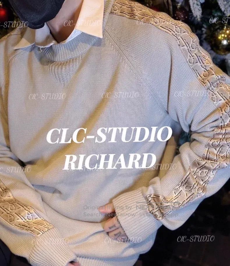 Dior Dior Gray logo old flower stitching cotton round-neck long Size US L / EU 52-54 / 3 - 8 Thumbnail