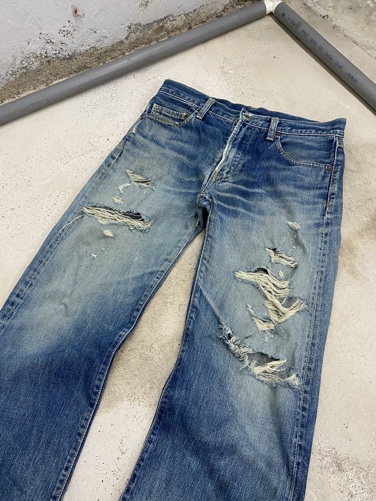 45rpm × Japanese Brand Vintage 45 RPM Archive Japan Jeans Light Mud Dirty Washed Size US 31 - 4 Thumbnail