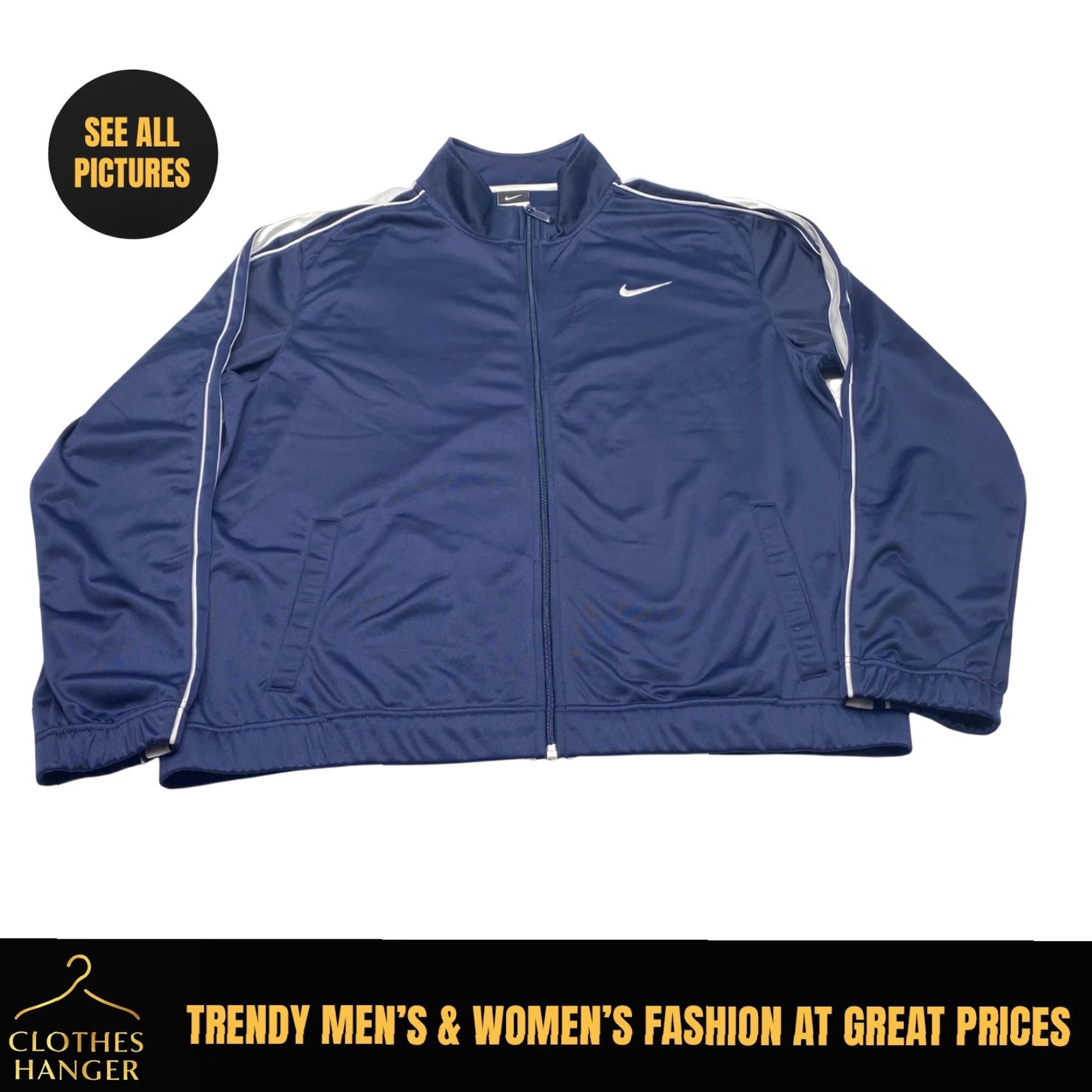 Nike Nike Basketball Jacket: Track Warm-Up Mens Large Navy White - 639851-451 - Blended Polyester Zip Full-Length Size US L / EU 52-54 / 3 - 2 Thumbnail