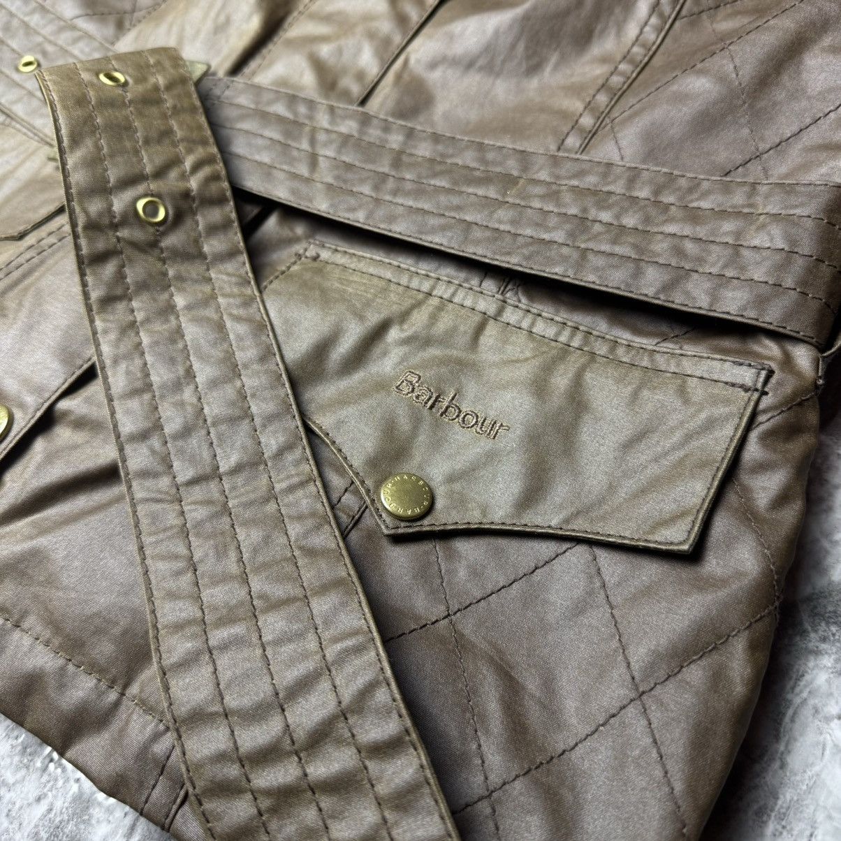 Barbour × Vintage Barbour Wax Jacket Quilted Brown Size 10 Size M / US 6-8 / IT 42-44 - 5 Thumbnail