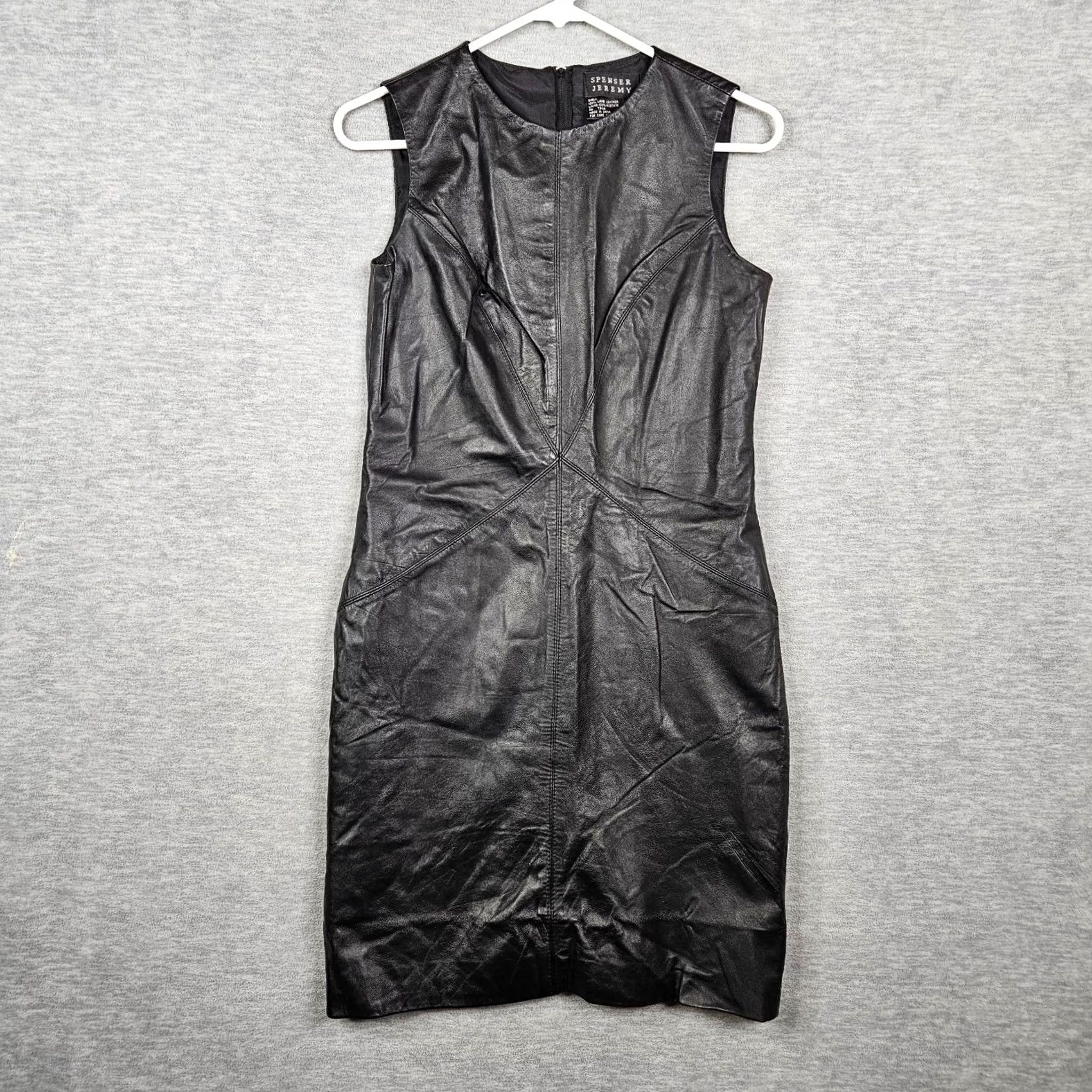 Vintage Spenser Jeremy Black Leather Sleeveless Sheath Dress Size 4 Women Size S / US 4 / IT 40 - 2 Thumbnail