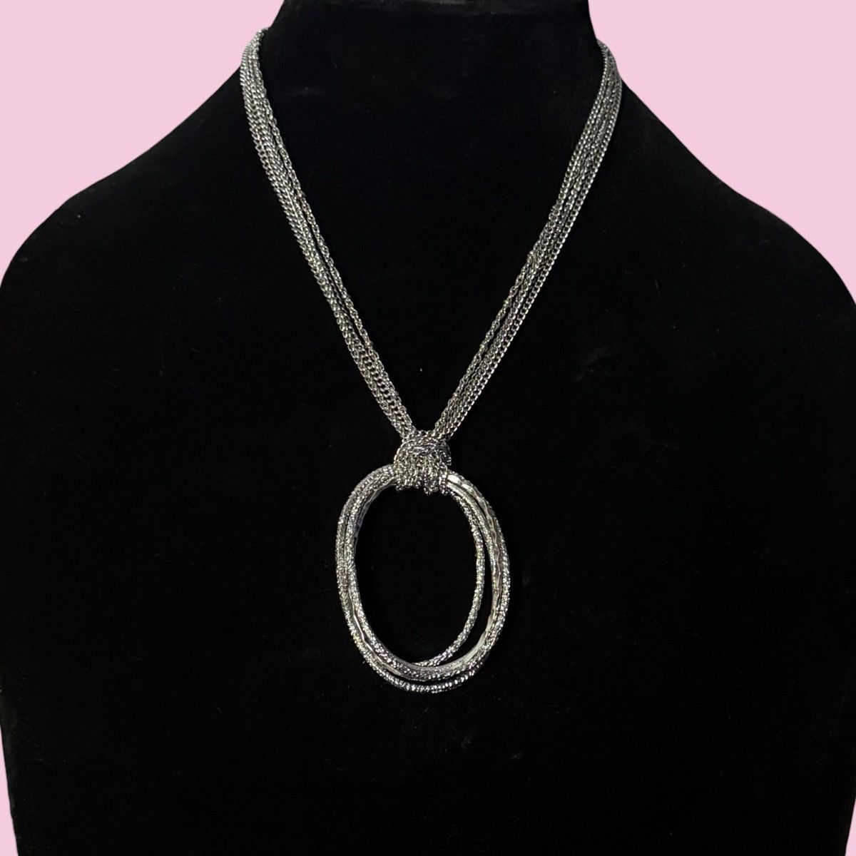 Other Silver tone multi strand open oval pendant necklace Size ONE SIZE - 1 Thumbnail
