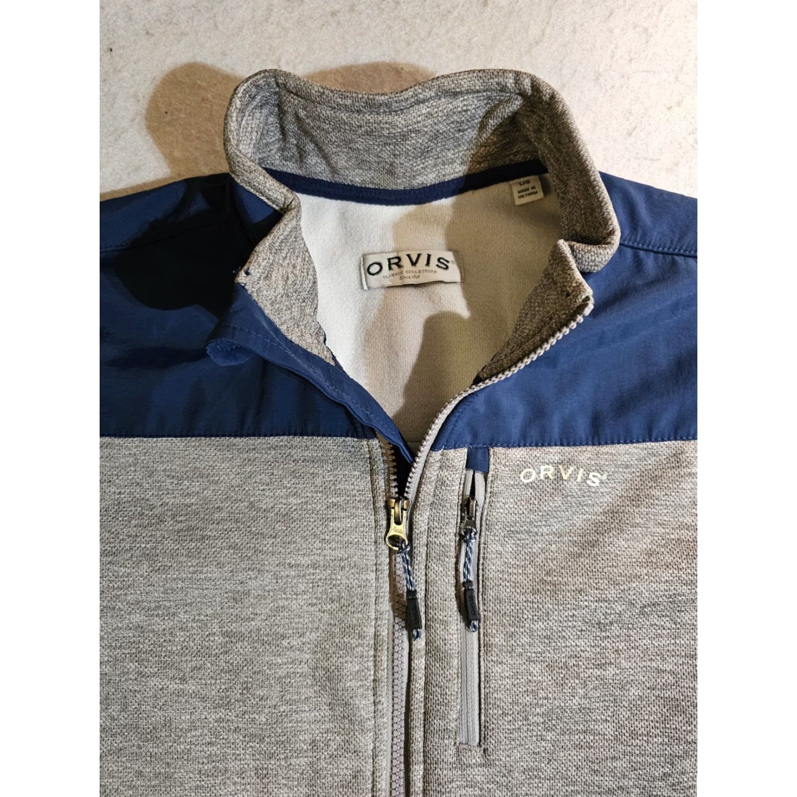 Orvis Orvis Jacket Mens Large Gray/Blue Full Zip Fleece Lightweight Size US L / EU 52-54 / 3 - 3 Thumbnail