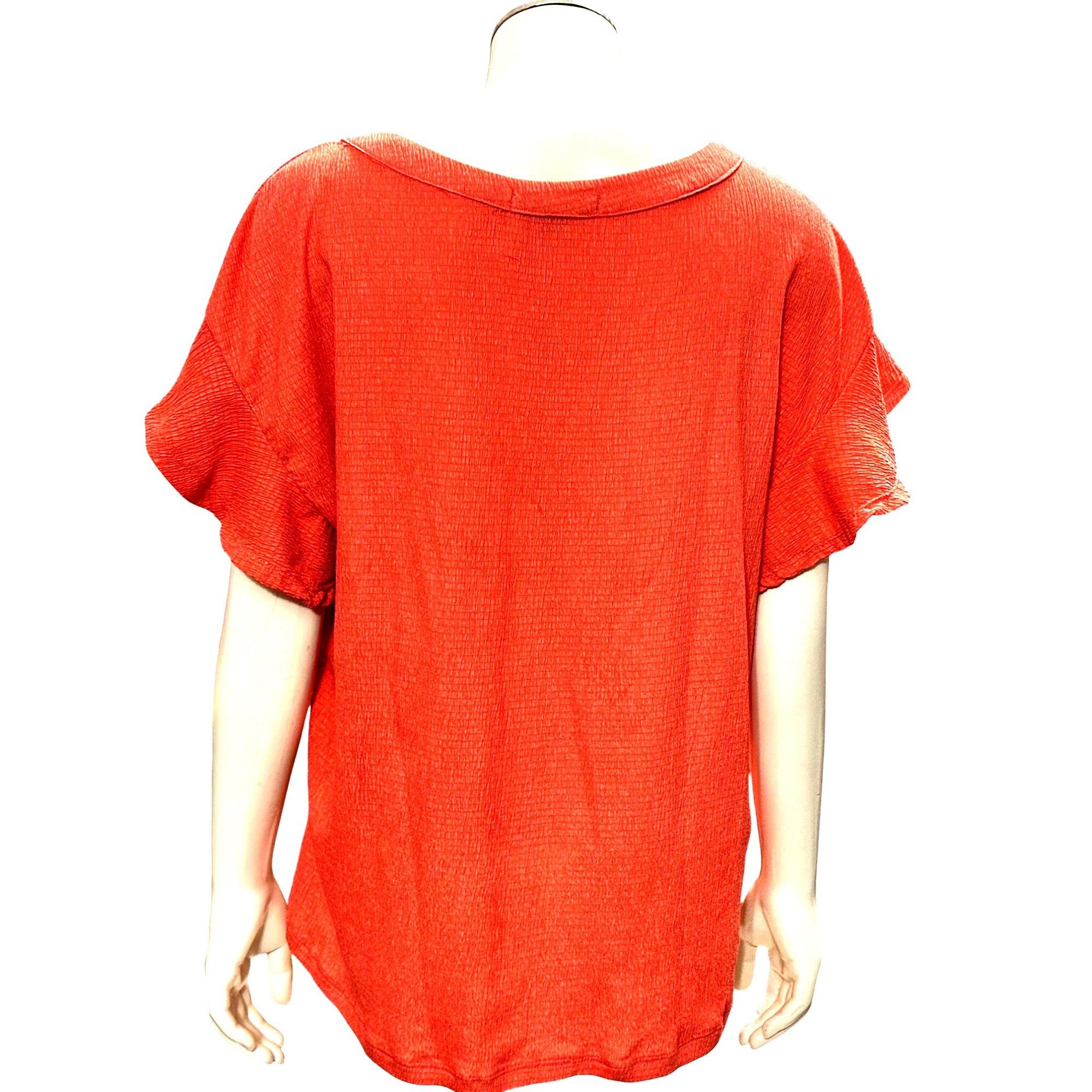 Other Adrienne Vittadini Coral Red Button Short Sleeve Tie Front C Size XL / US 12-14 / IT 48-50 - 5 Thumbnail